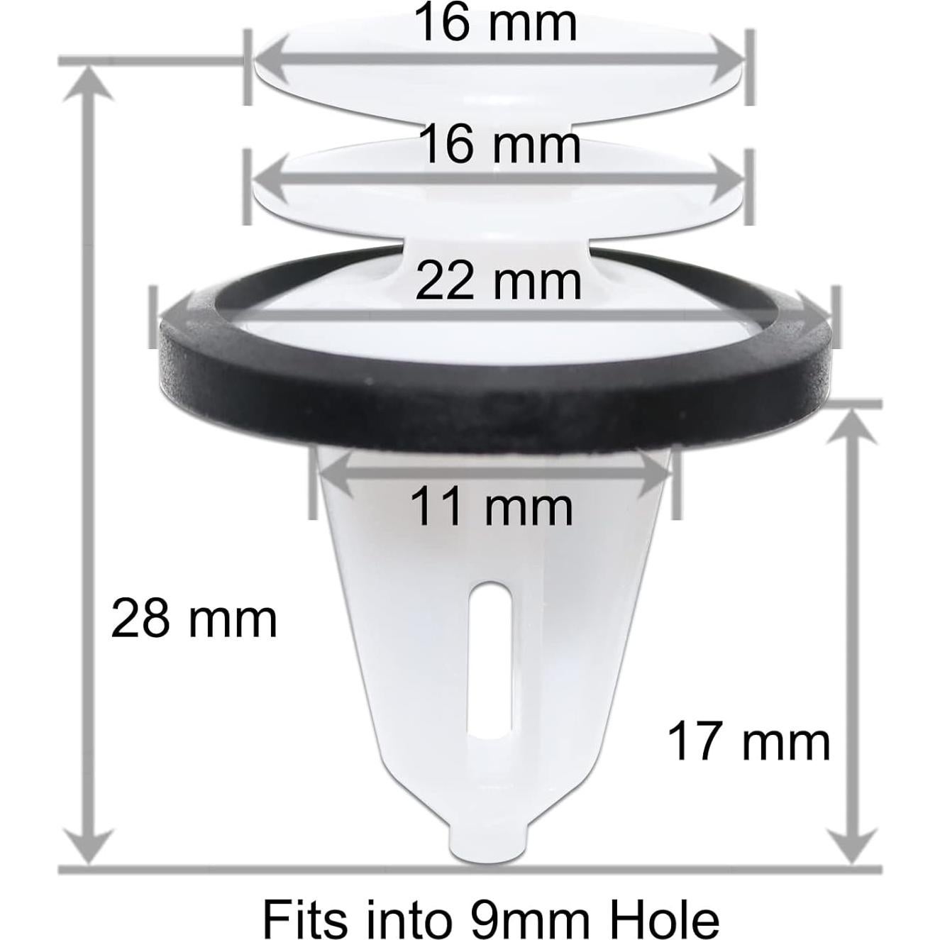 30 Clips de Retención Panel de Recorte Puerta Ford/Tesla 9mm