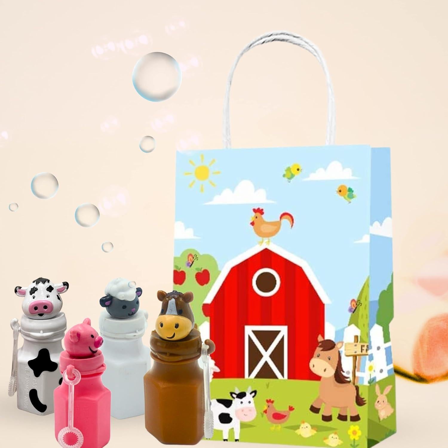 Set de Burbujas de Animales de Granja 4E's Novelty - 12 Piezas