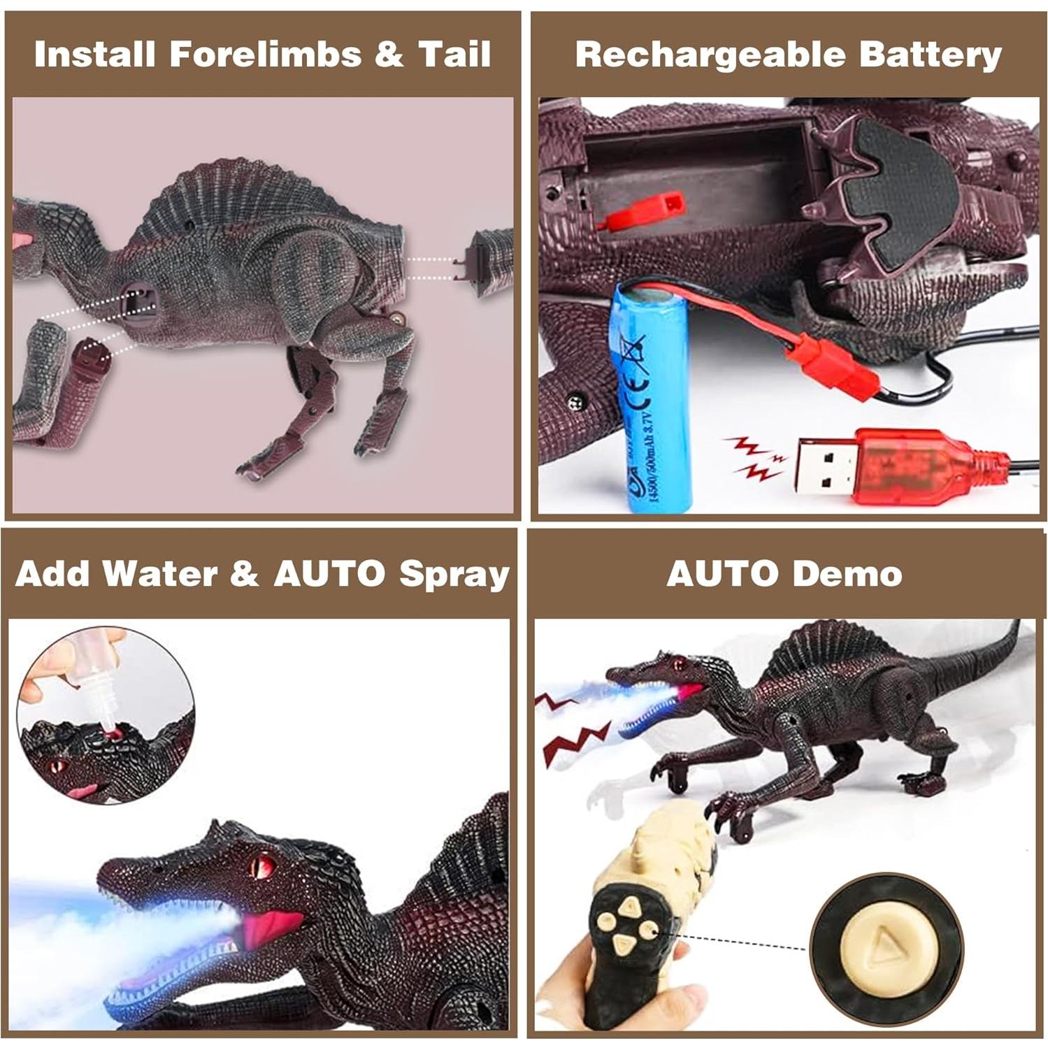 Dinosaurio Spinosaurus Control Remoto RICHGV con Luz y Sonido