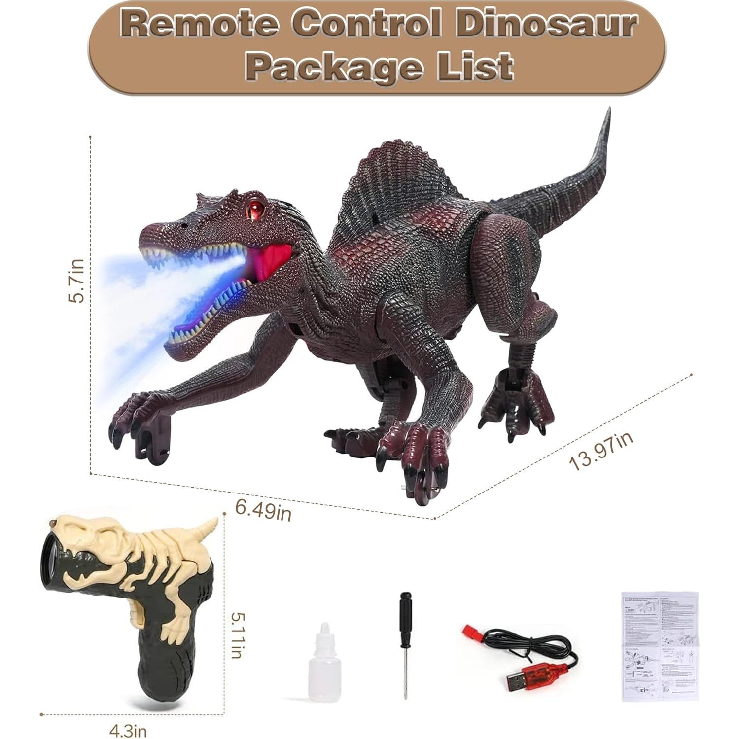 Dinosaurio Spinosaurus Control Remoto RICHGV con Luz y Sonido