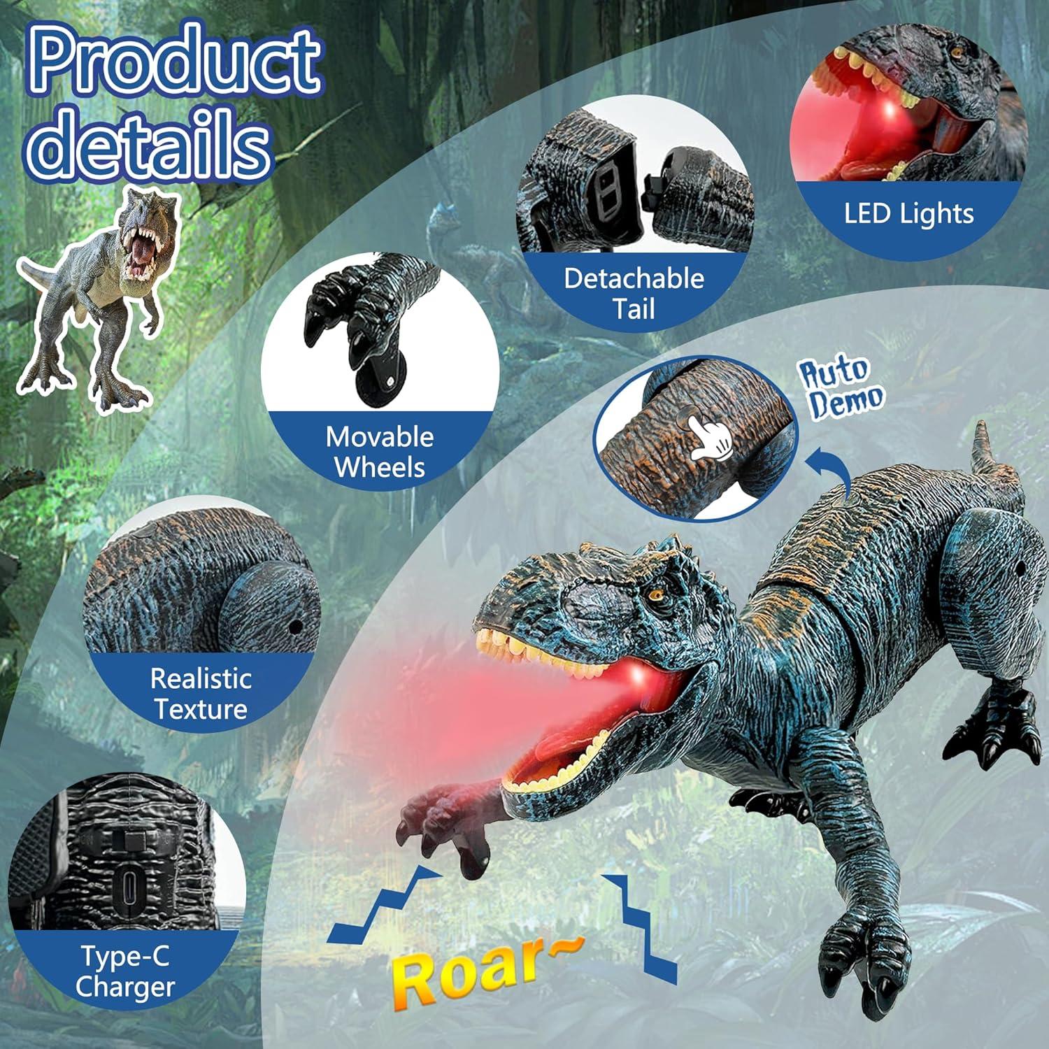 Dinosaurio RC T-Rex Richgv con Luz y Spray para Niños