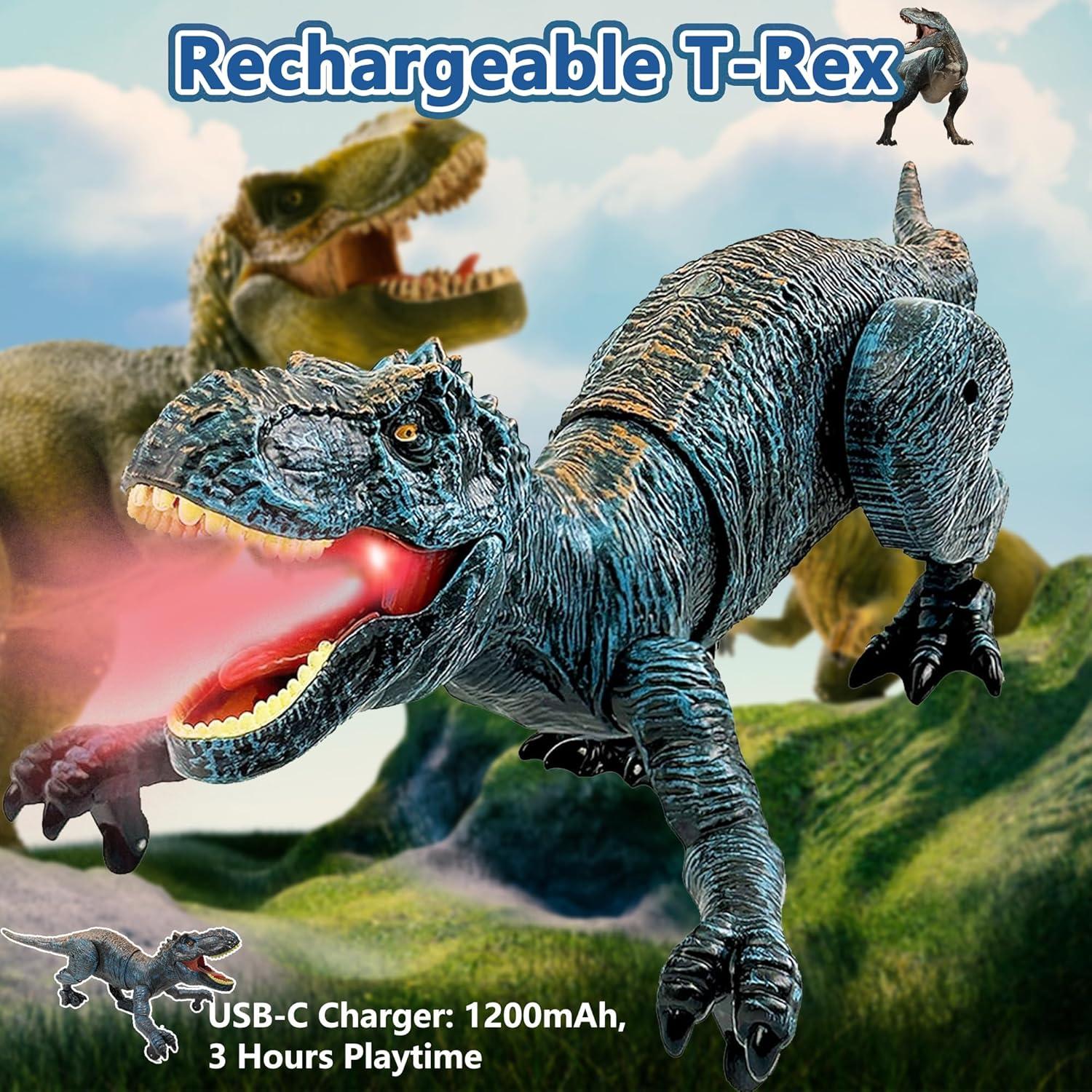 Dinosaurio RC T-Rex Richgv con Luz y Spray para Niños