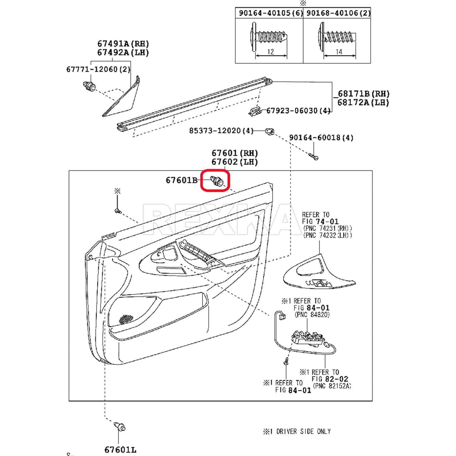 Sujetadores de Panel de Recorte de Puerta Rexka 40pcs OEM 90467-A0005