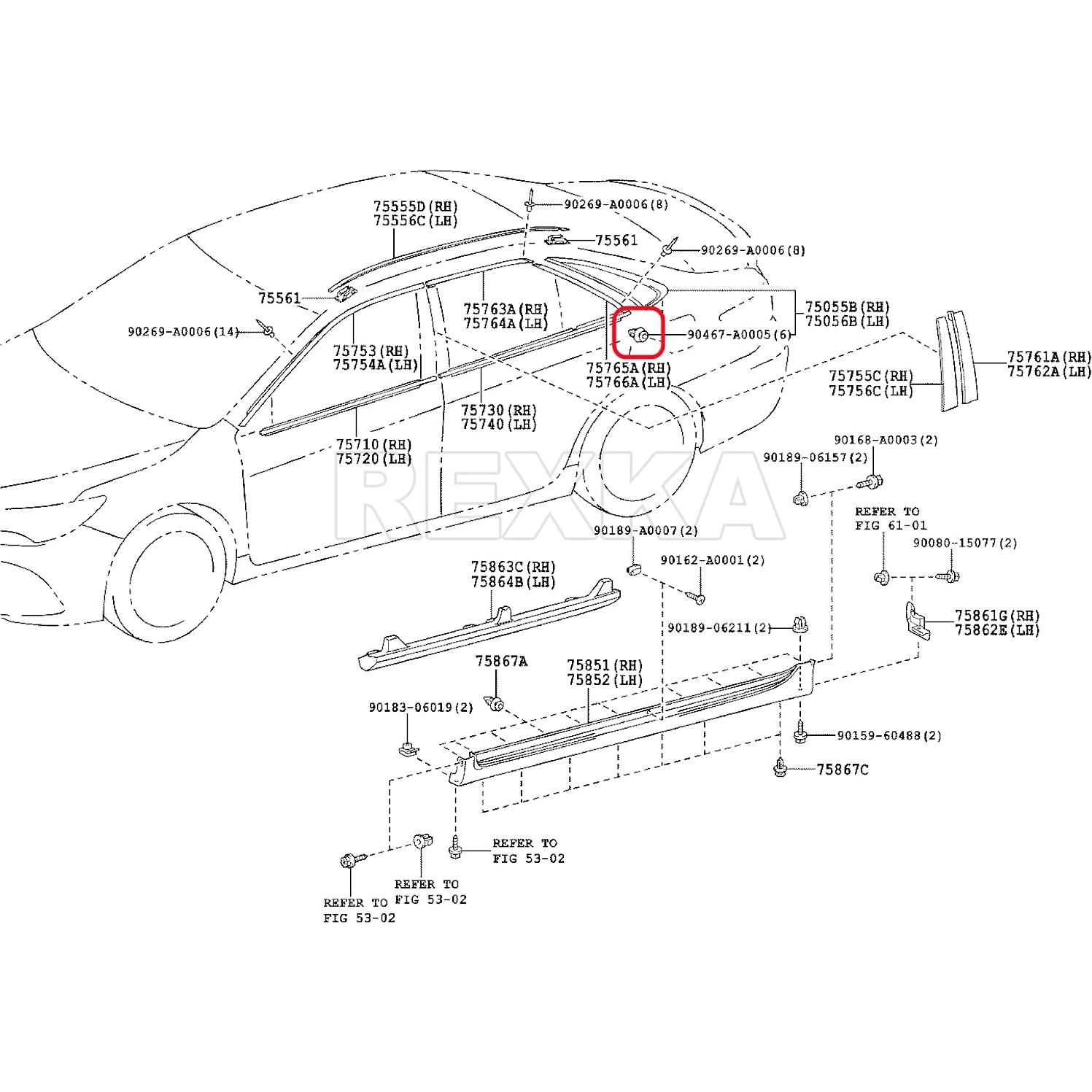 Sujetadores de Panel de Recorte de Puerta Rexka 40pcs OEM 90467-A0005