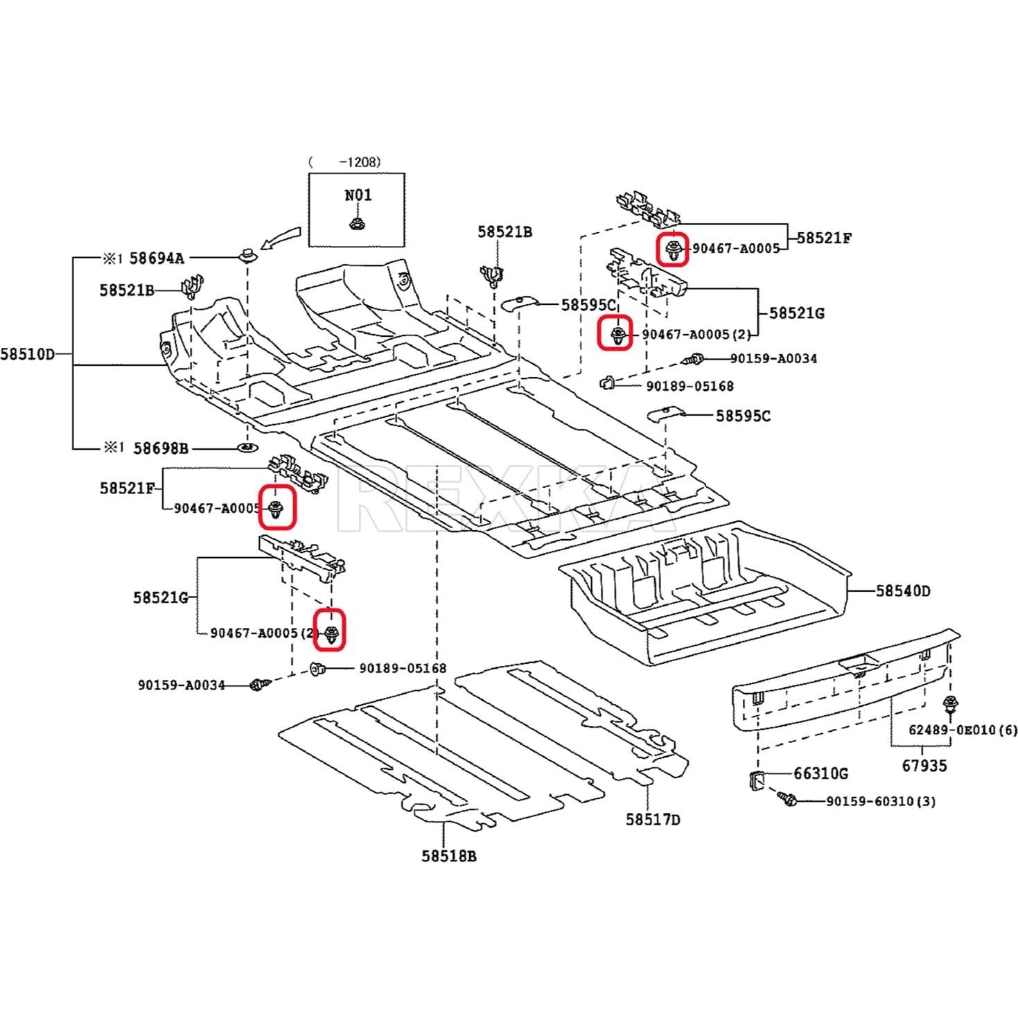 Sujetadores de Panel de Recorte de Puerta Rexka 40pcs OEM 90467-A0005