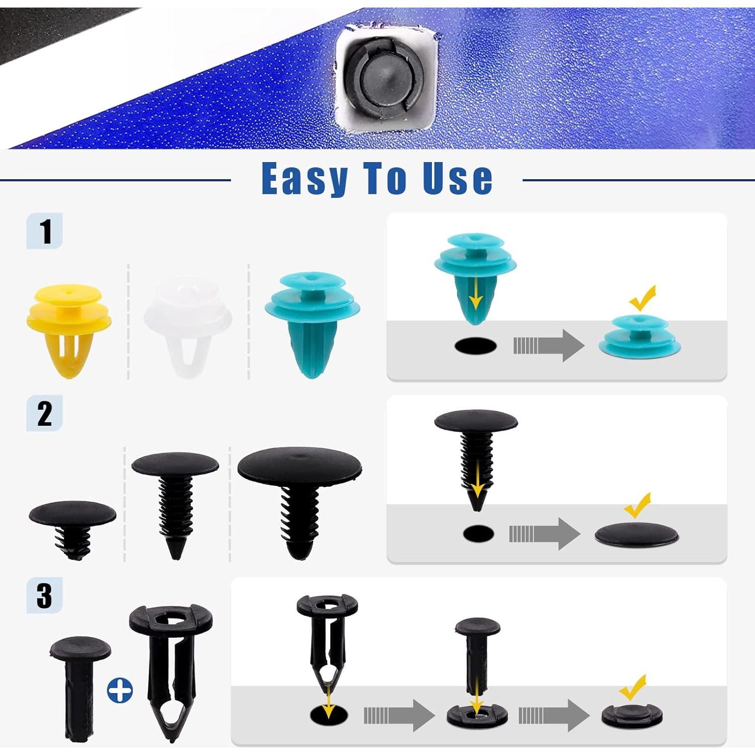 Juego de Clips de Retención de Automóviles Glarks 500 Pcs Nylon