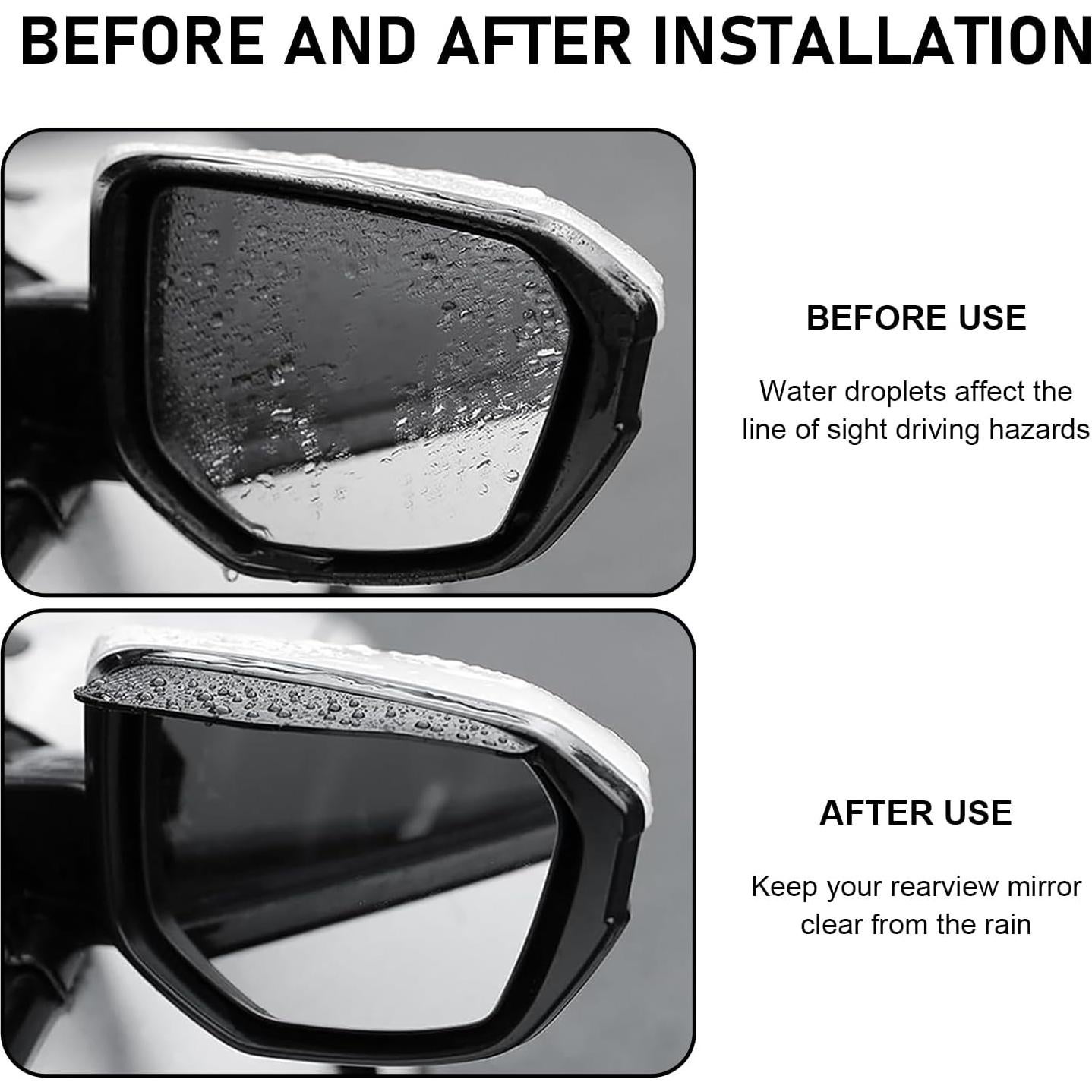 Protector de Lluvia para Espejo Retrovisor Qurbuns 2 PCS Negro