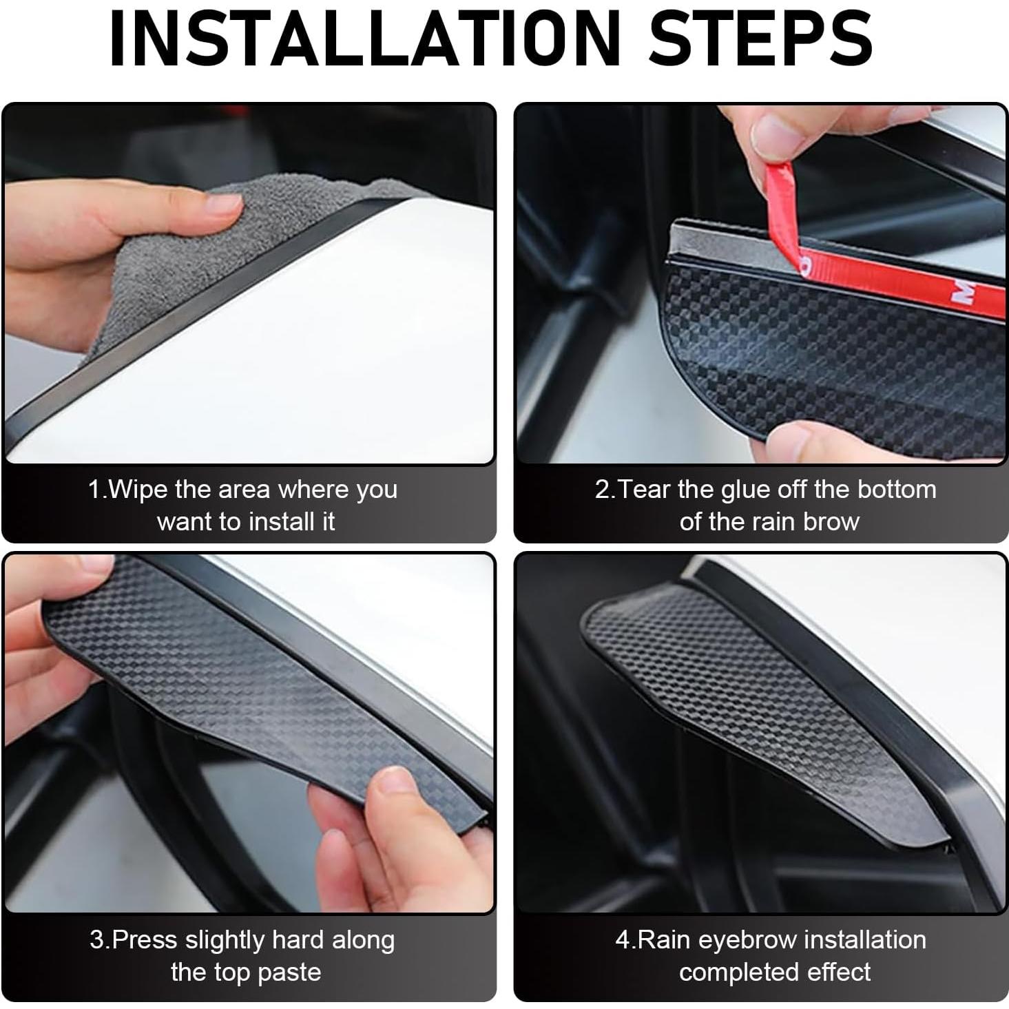 Protector de Lluvia para Espejo Retrovisor Qurbuns 2 PCS Negro