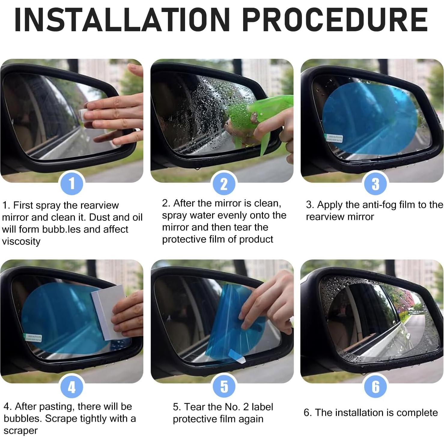 Películas para Espejos Retrovisores Qurbuns 2 PCS Antivaho HD