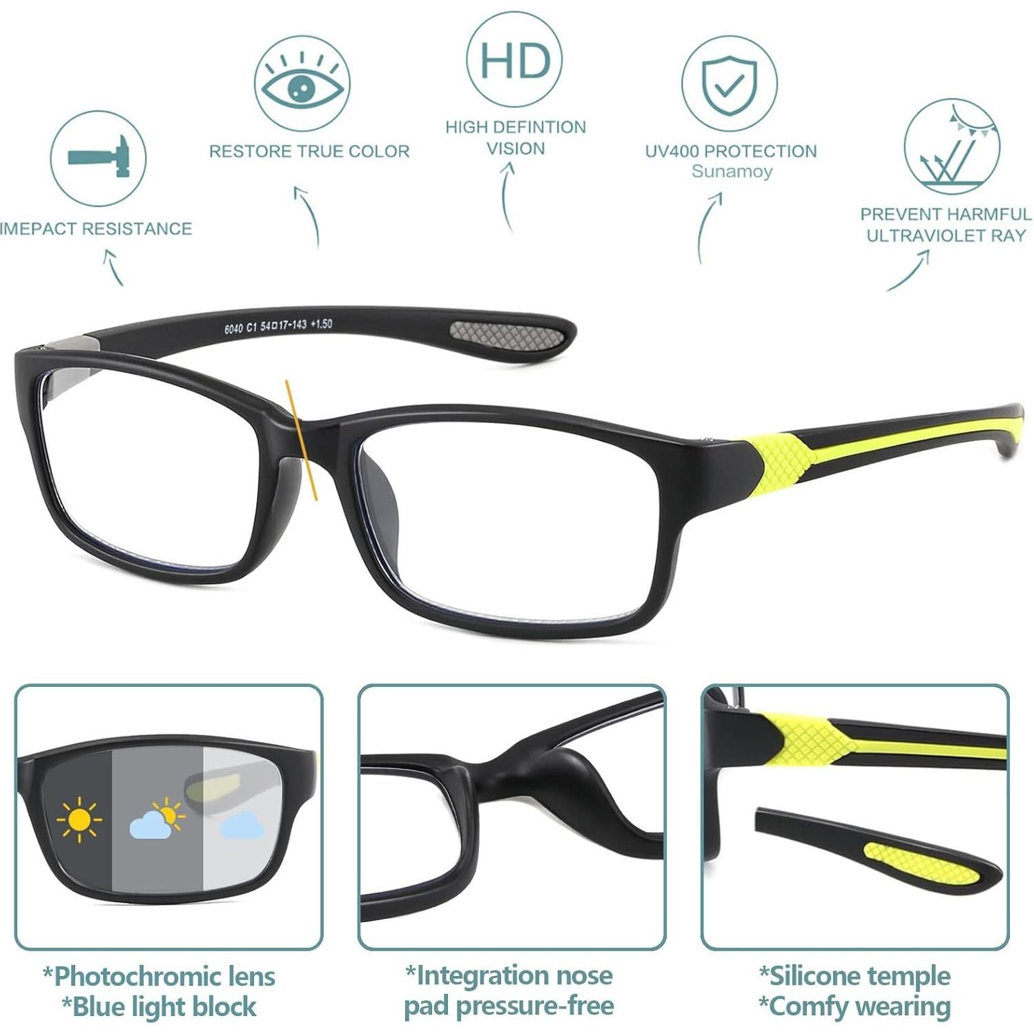 Gafas de lectura fotocromáticas Sunamoy +1.0 Dioptrías