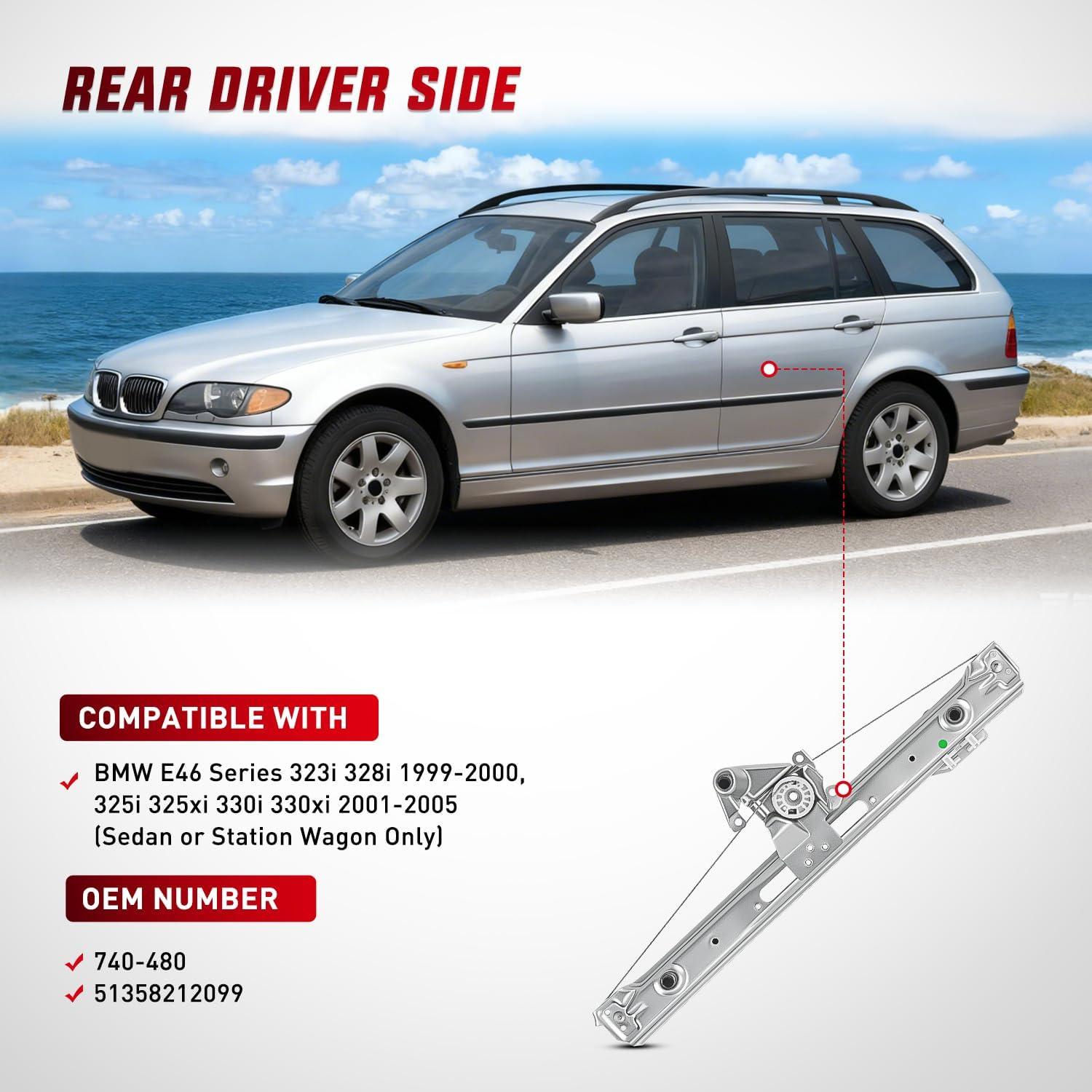 Regulador de Ventana Lateral Trasero Nilight Wind-751 para BMW E46