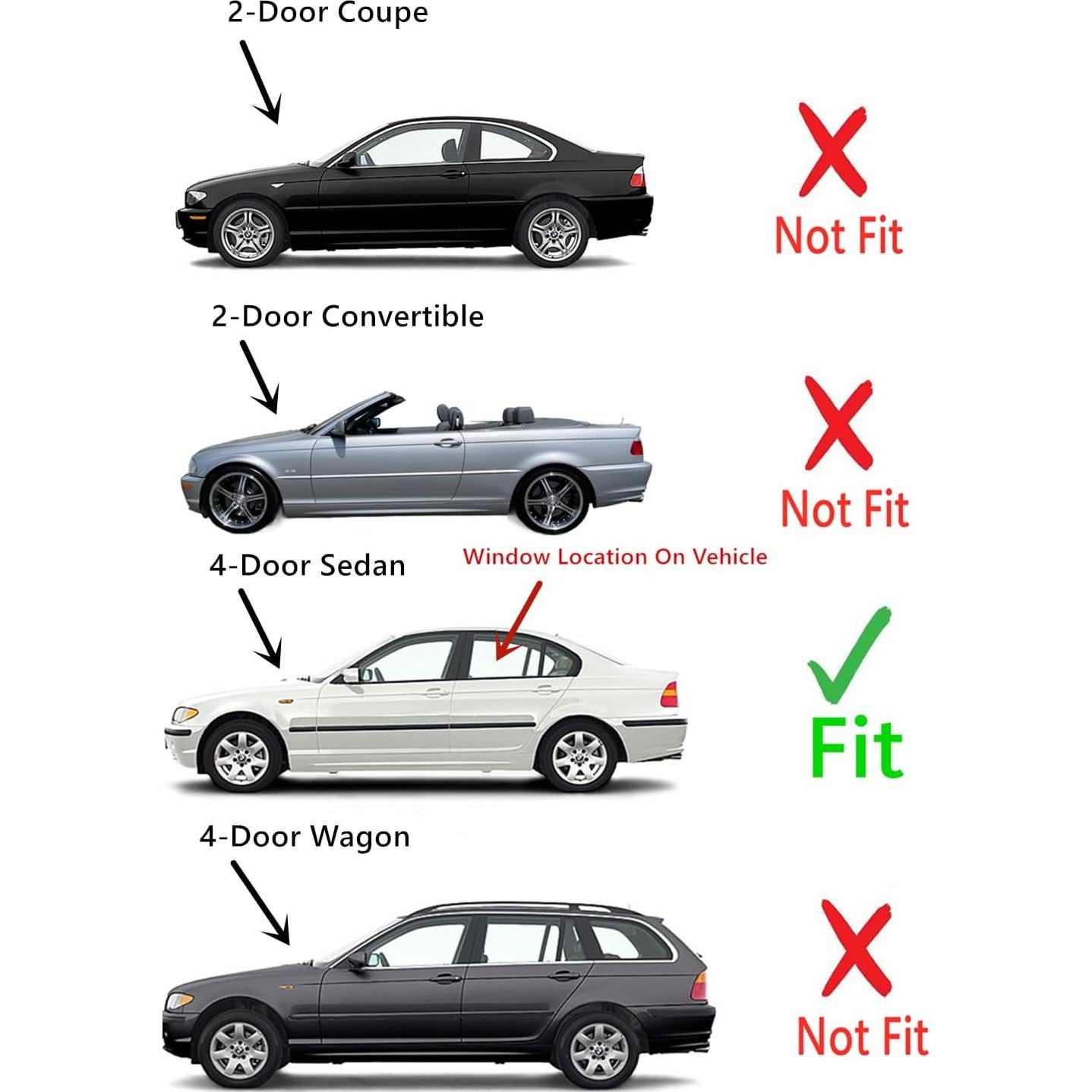 Cristal Ventana Puerta Trasera Izquierda BMW 323i 325i 328i 330i 1999-2005
