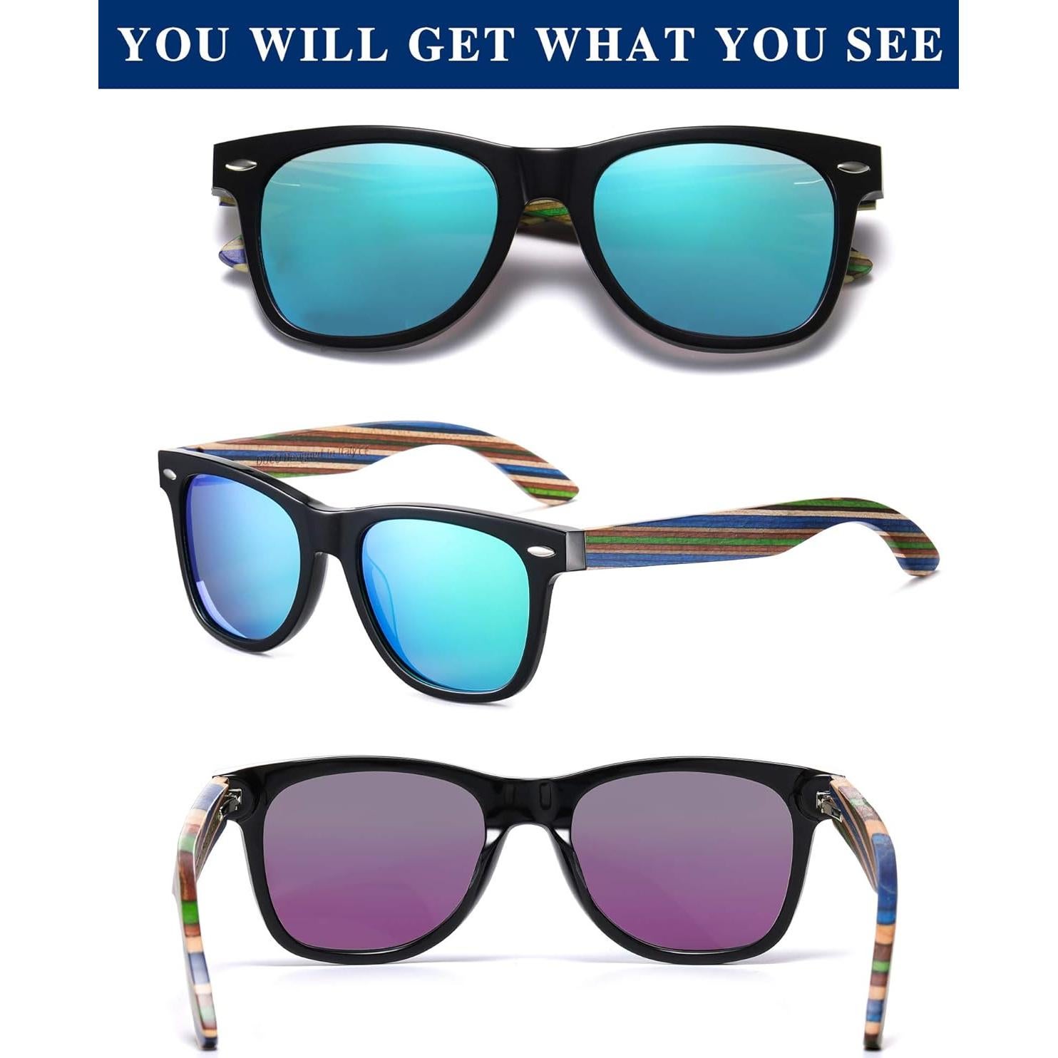 Gafas de sol de madera DUCO polarizadas UV400 para hombres