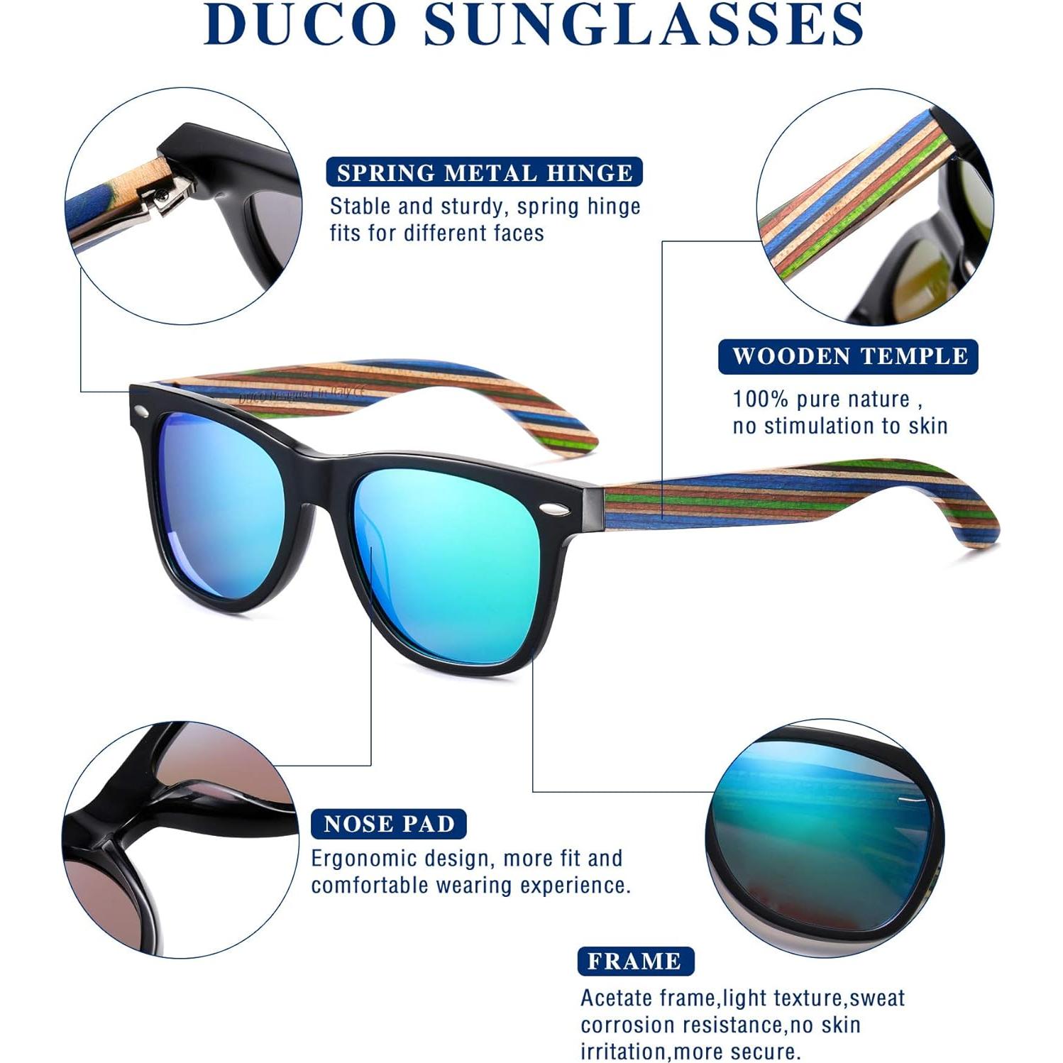 Gafas de sol de madera DUCO polarizadas UV400 para hombres