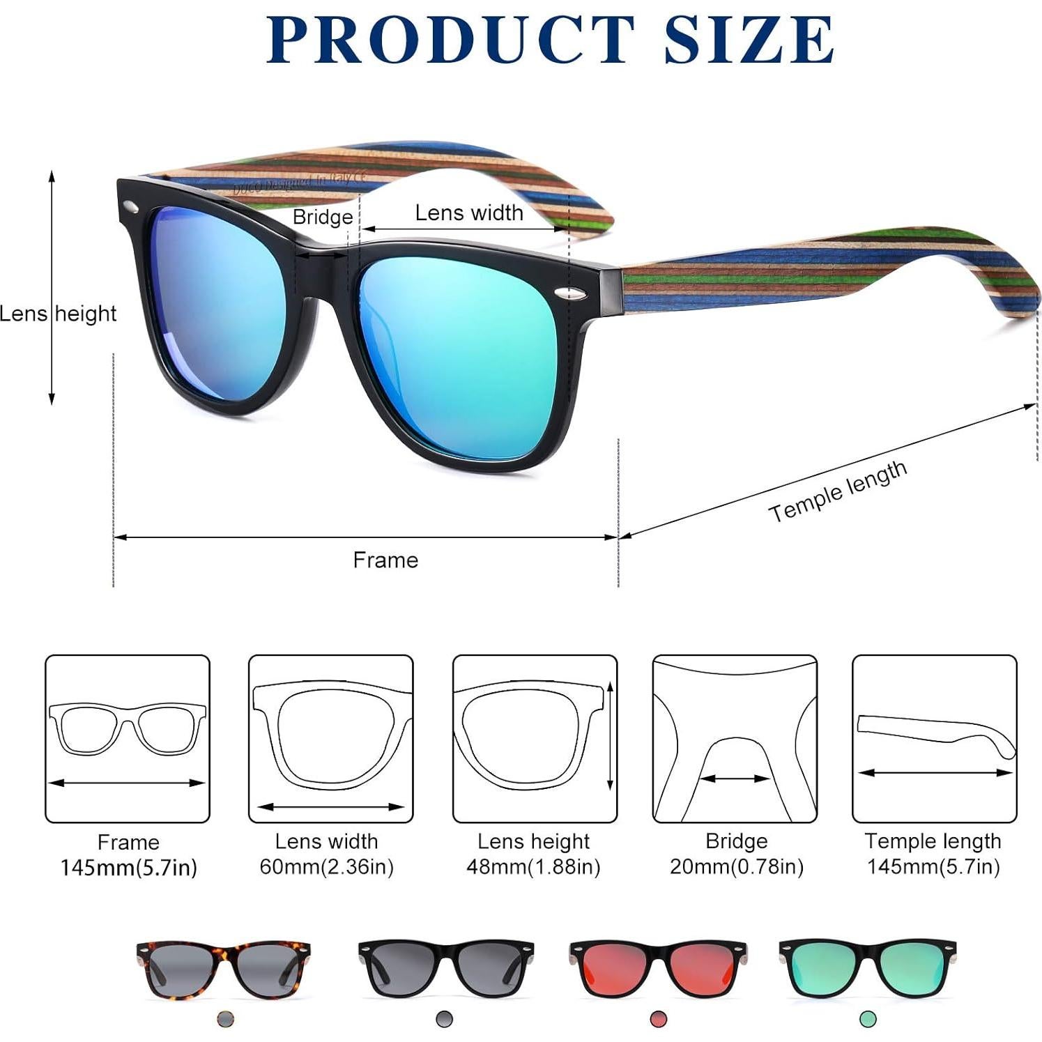 Gafas de sol de madera DUCO polarizadas UV400 para hombres