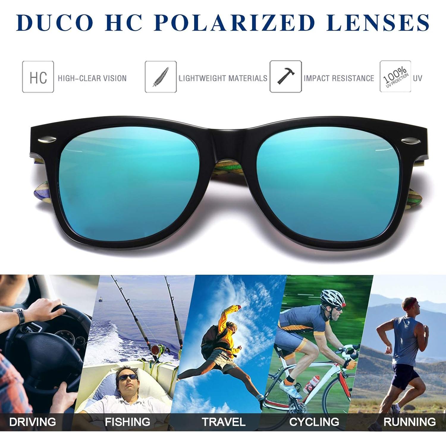 Gafas de sol de madera DUCO polarizadas UV400 para hombres