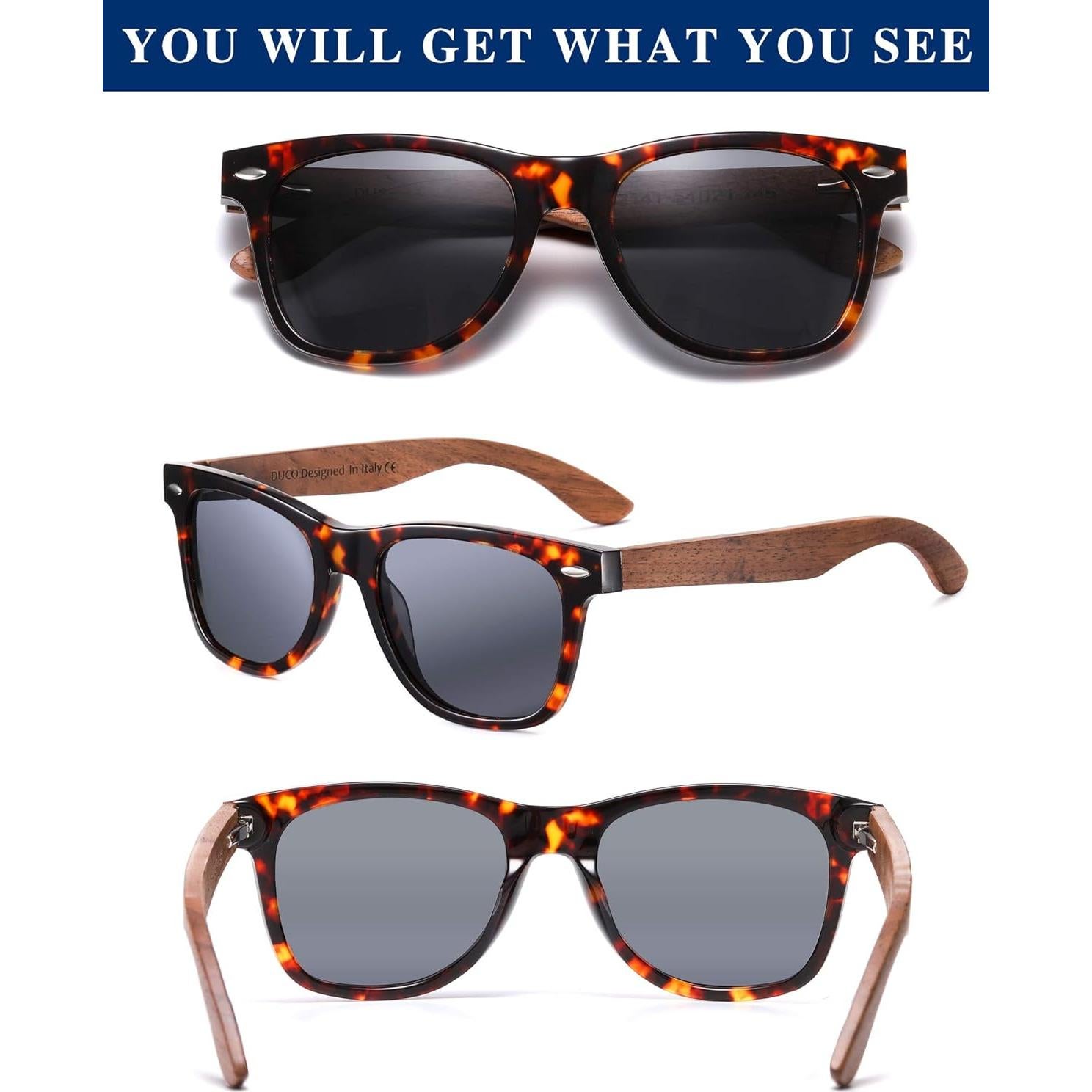 Gafas de sol de madera DUCO polarizadas UV400 para hombres