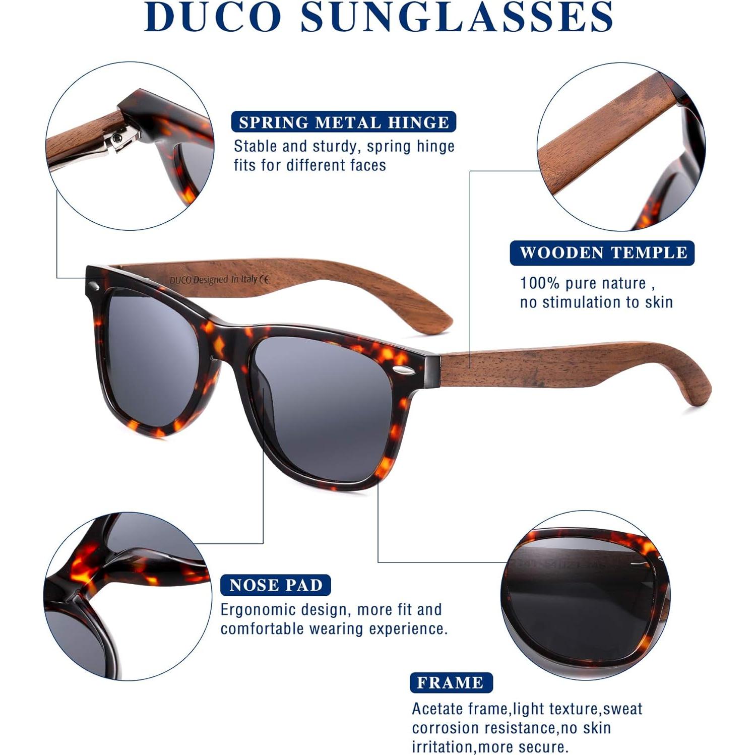 Gafas de sol de madera DUCO polarizadas UV400 para hombres