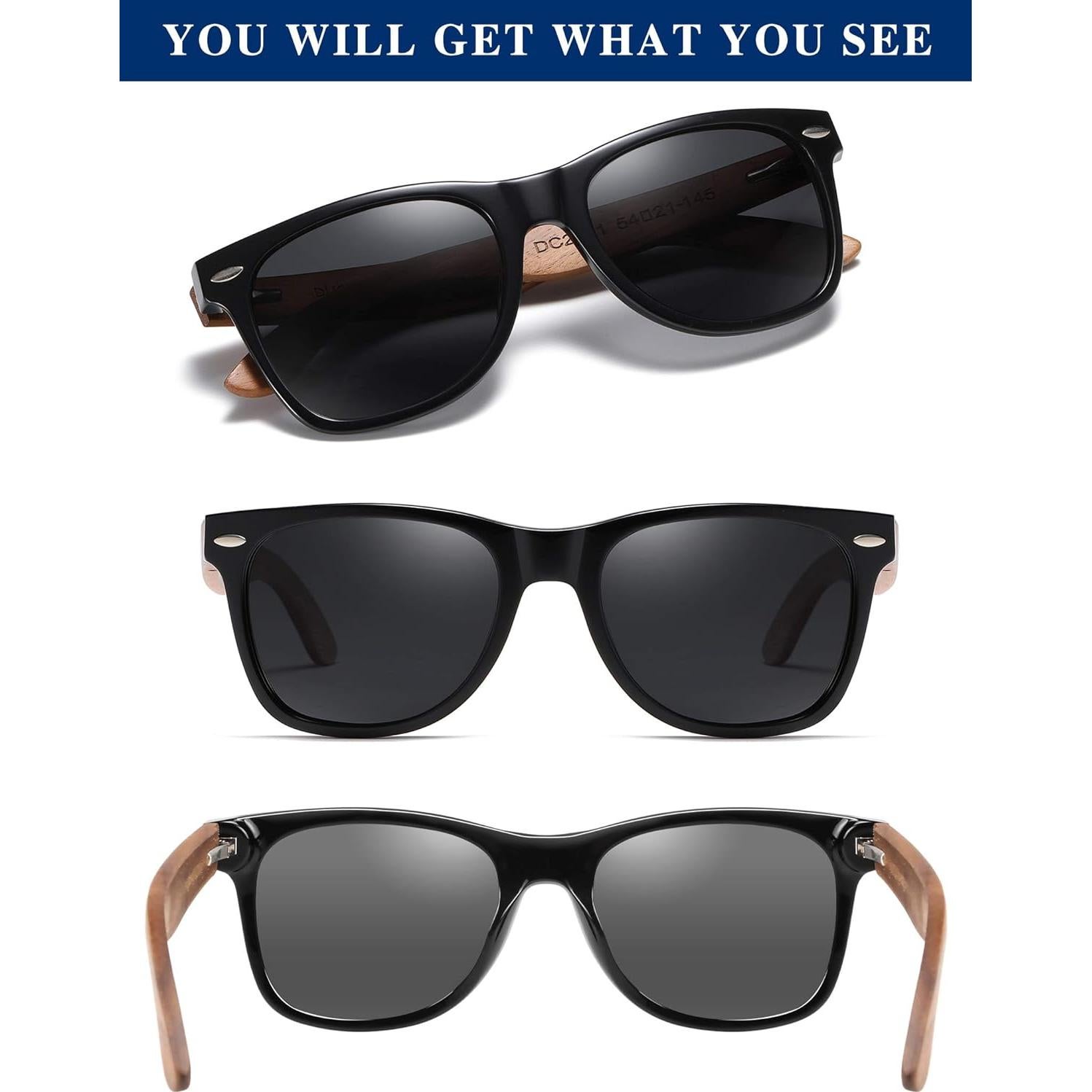 Gafas de sol de madera DUCO polarizadas UV400 para hombres