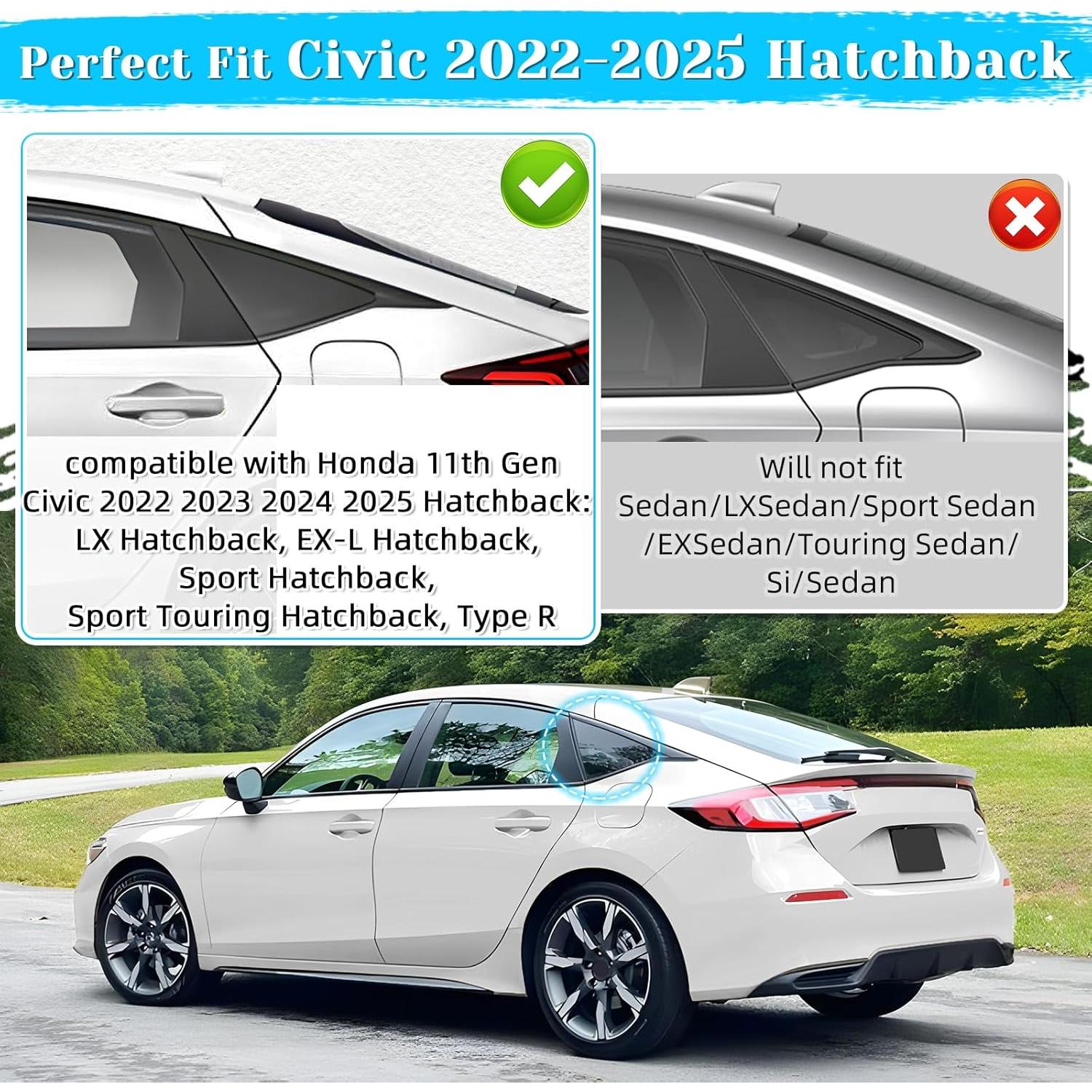 Persianas de Ventana Lateral Trasera Honda Civic 2022-2025 Tipo R