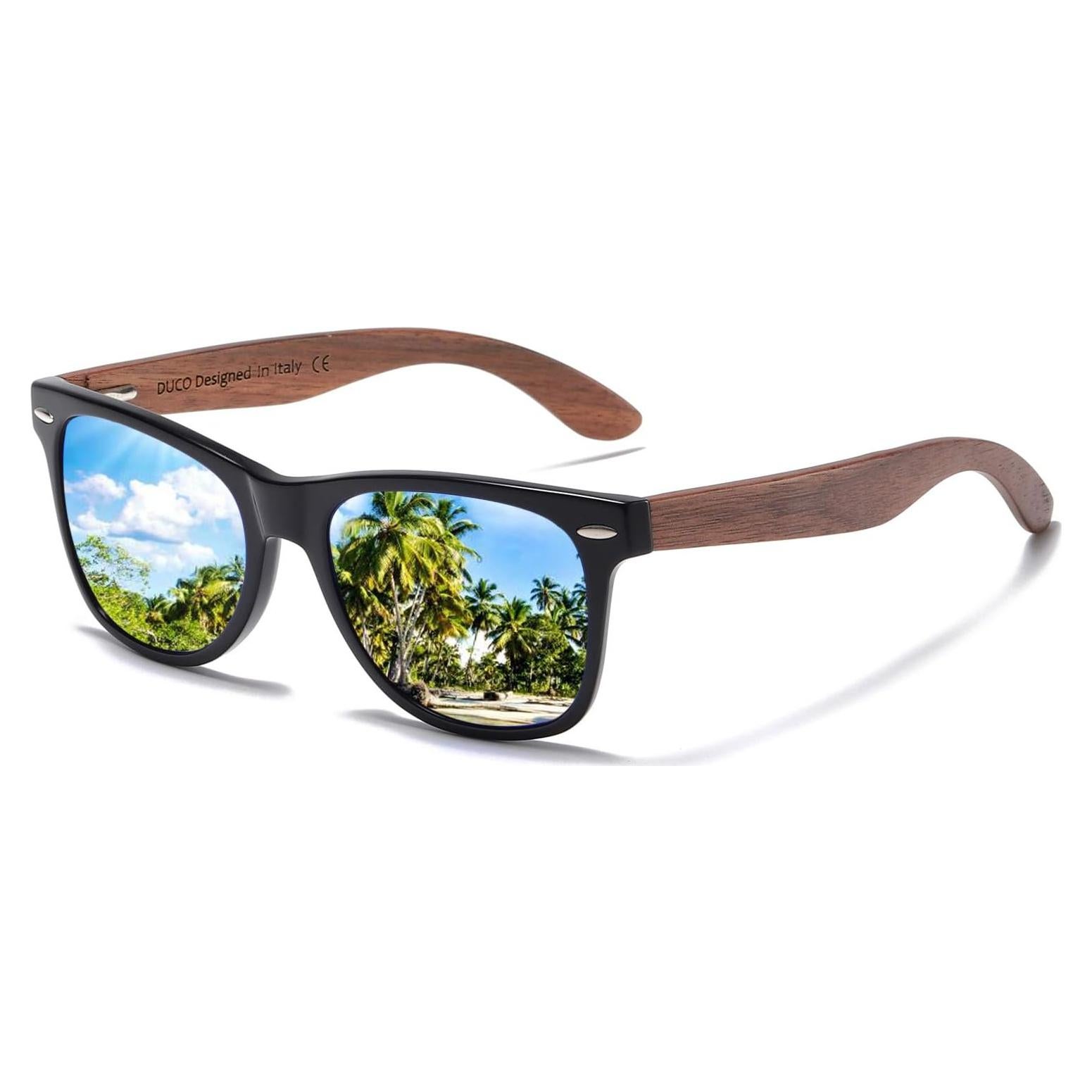 Gafas de sol de madera de nogal UV400 para hombres