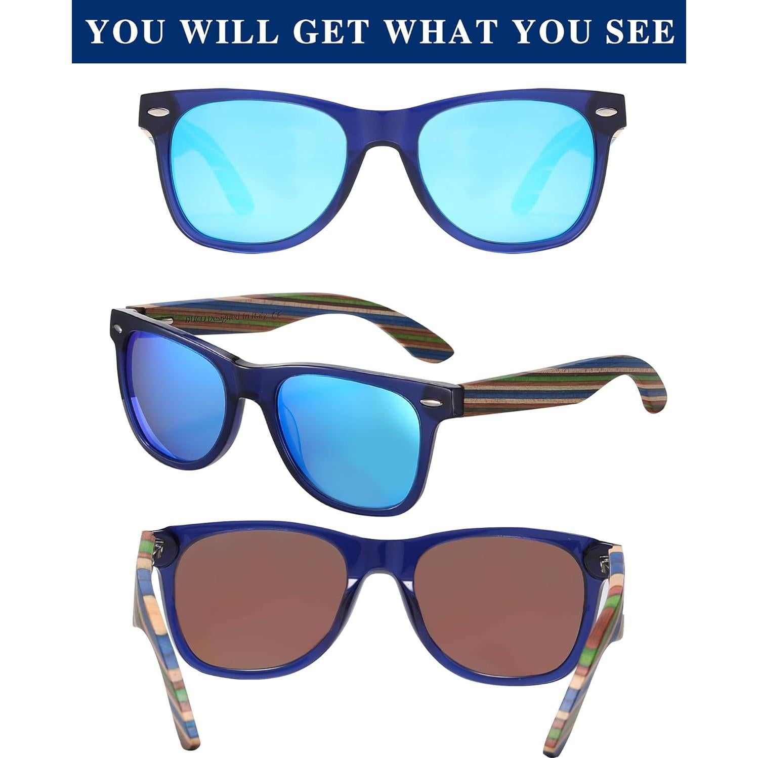 Gafas de sol de madera DUCO polarizadas UV400 para hombres