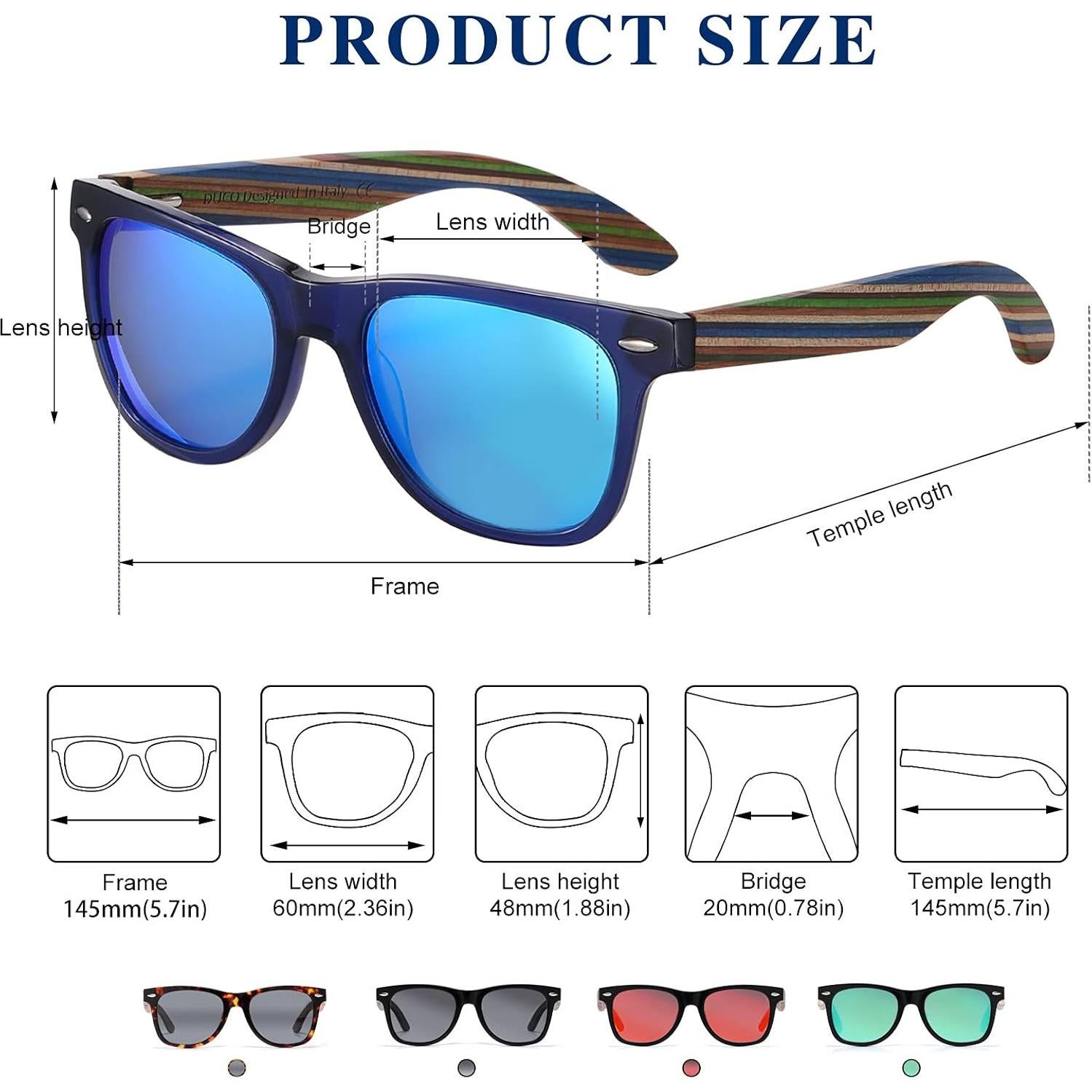 Gafas de sol de madera DUCO polarizadas UV400 para hombres