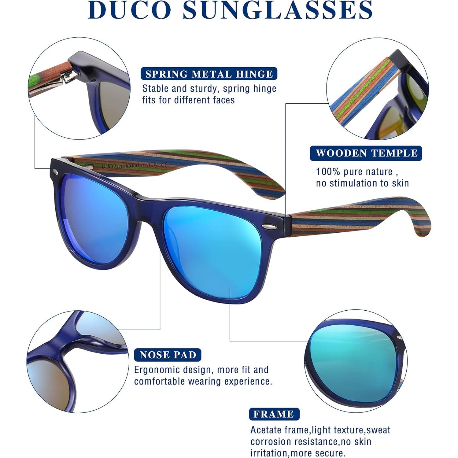 Gafas de sol de madera DUCO polarizadas UV400 para hombres