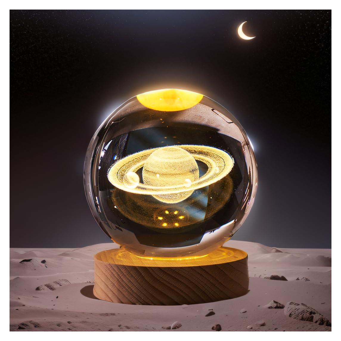 Luz Nocturna 3D Saturno KAZETEC con Base LED 8cm