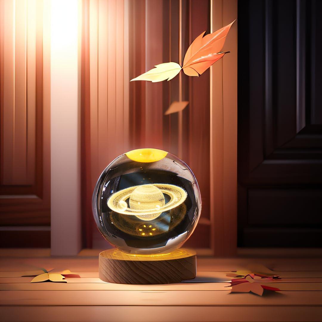 Luz Nocturna 3D Saturno KAZETEC con Base LED 8cm