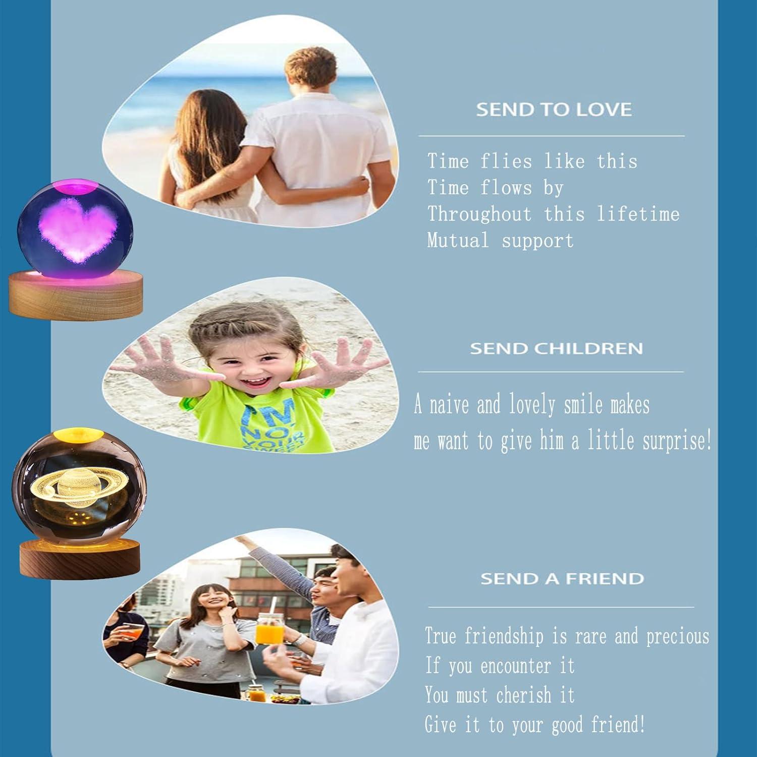 Luz Nocturna 3D Saturno KAZETEC con Base LED 8cm