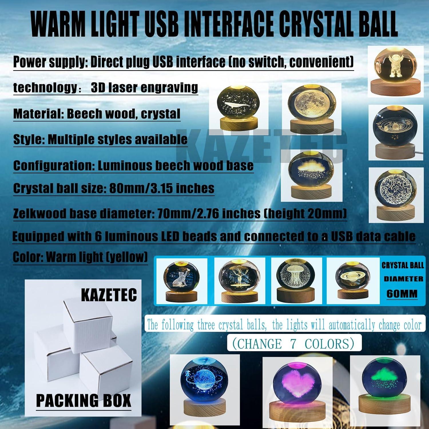 Luz Nocturna 3D Saturno KAZETEC con Base LED 8cm