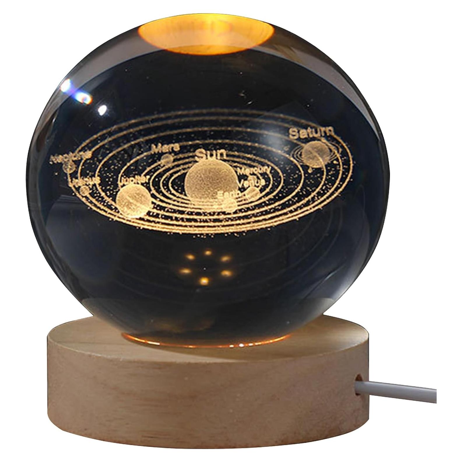 Lámpara de Noche 3D KAZETEC Sistema Solar 80mm USB