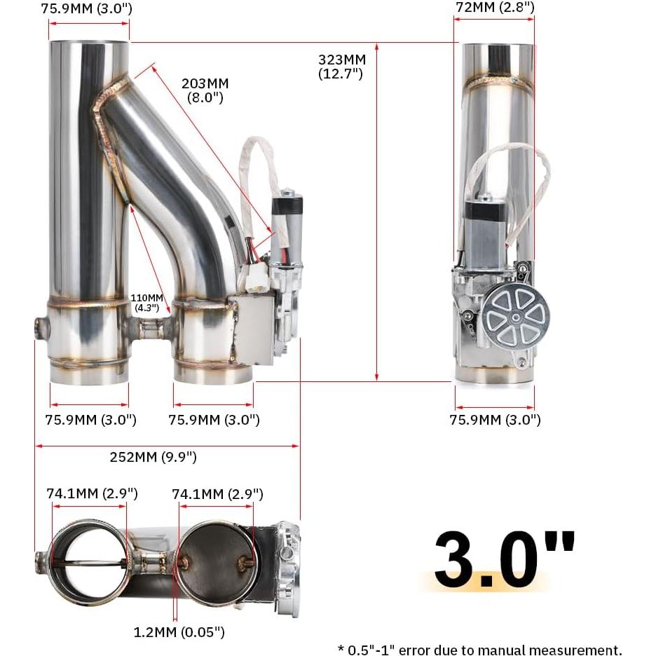 Kit Tubo Escape Acero Inoxidable 7.62 cm PQYRACING