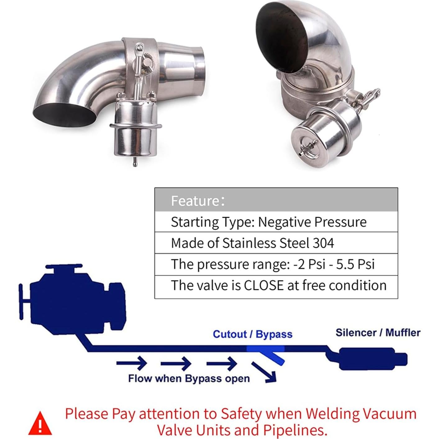 Válvula de Escape Universal 5.08 cm Acero Inoxidable CNRAQR