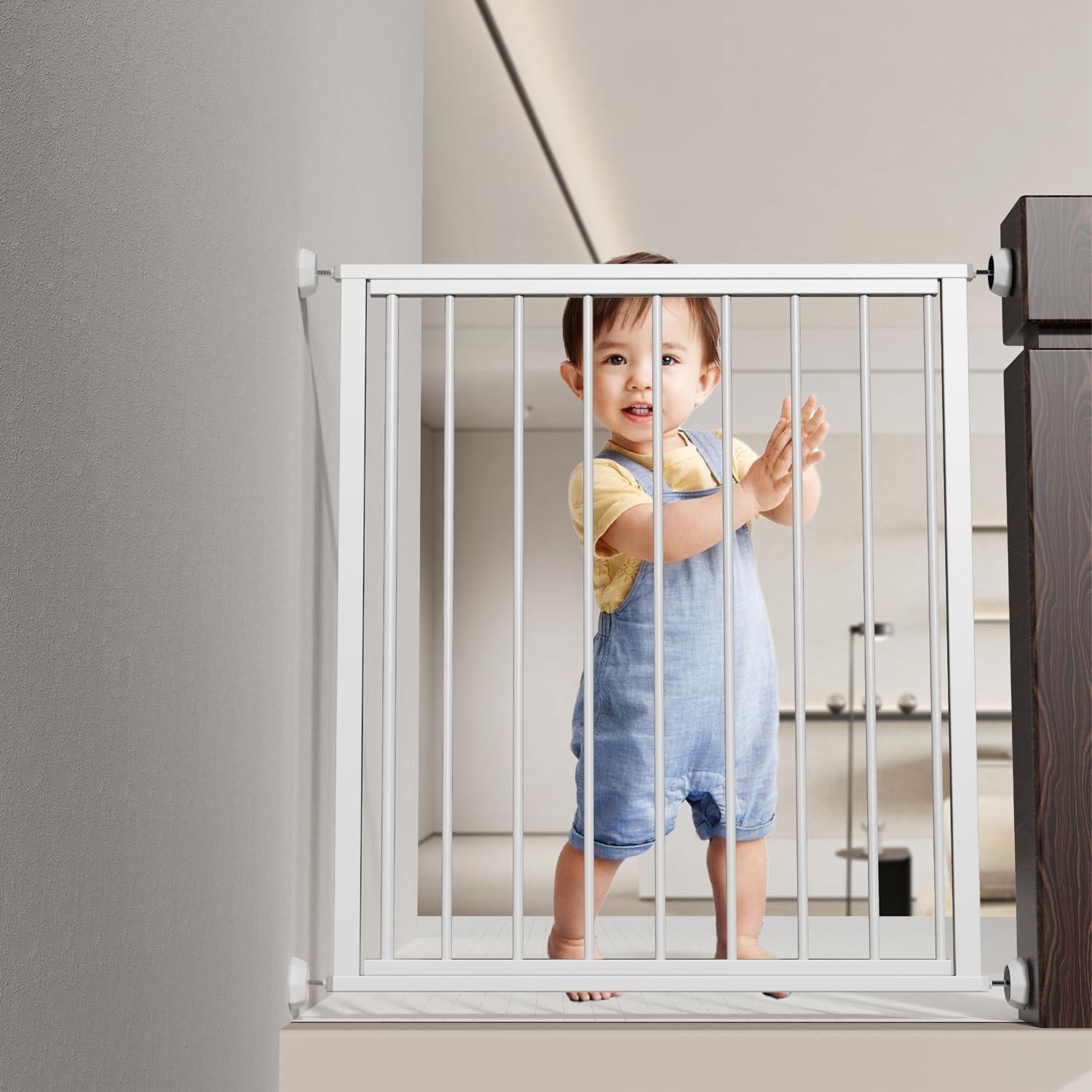 Protector de Pared ICERO para Puertas de Bebé - 4 Copas Blancas