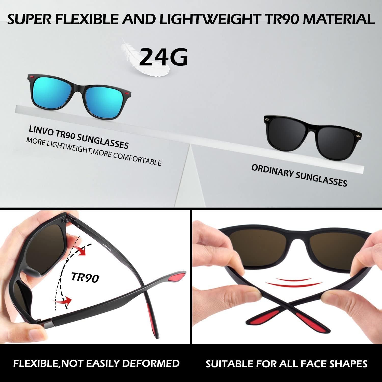 Gafas de sol polarizadas LINVO TR90 UV400 para hombres y mujeres