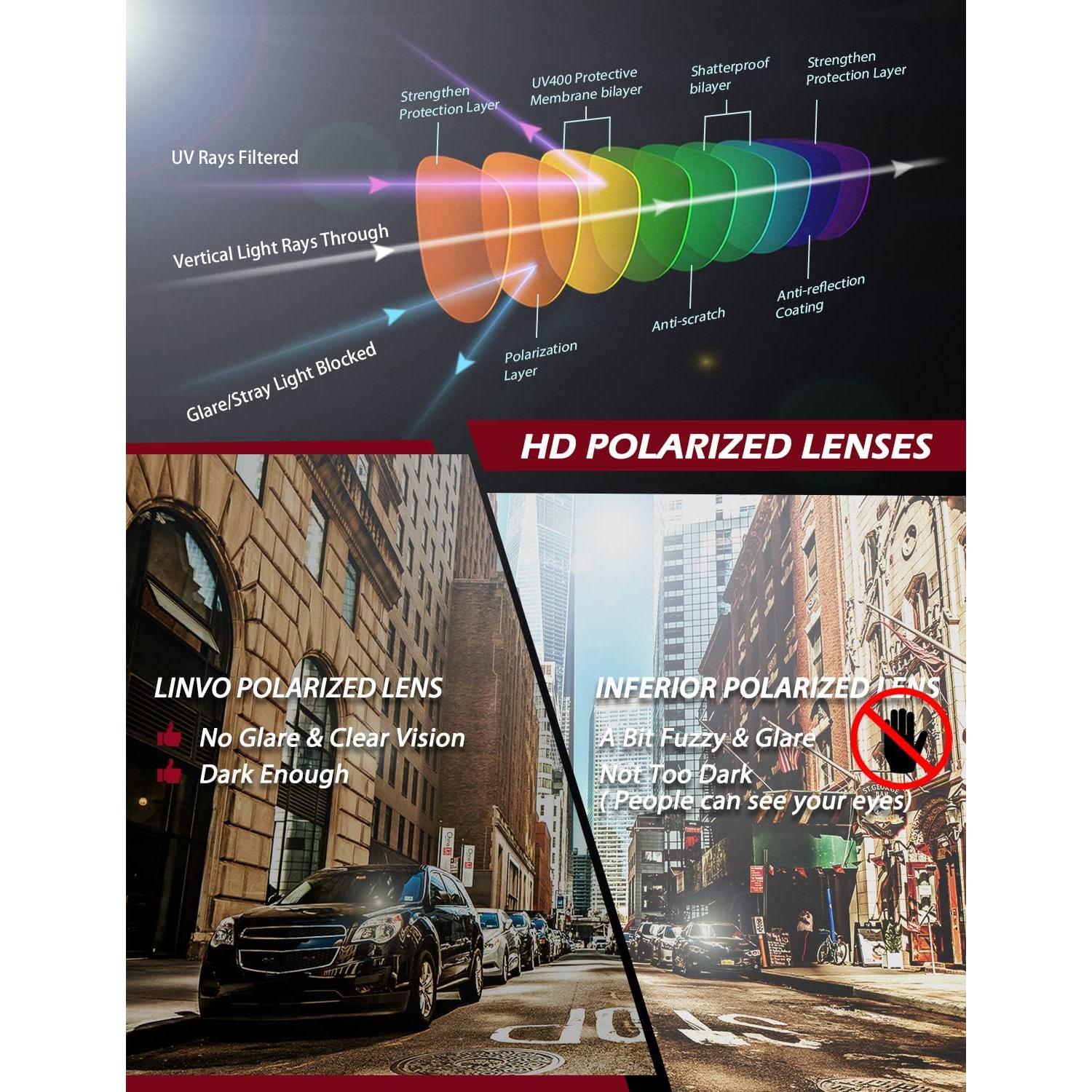 Gafas de sol polarizadas LINVO TR90 ultraligeras UV400