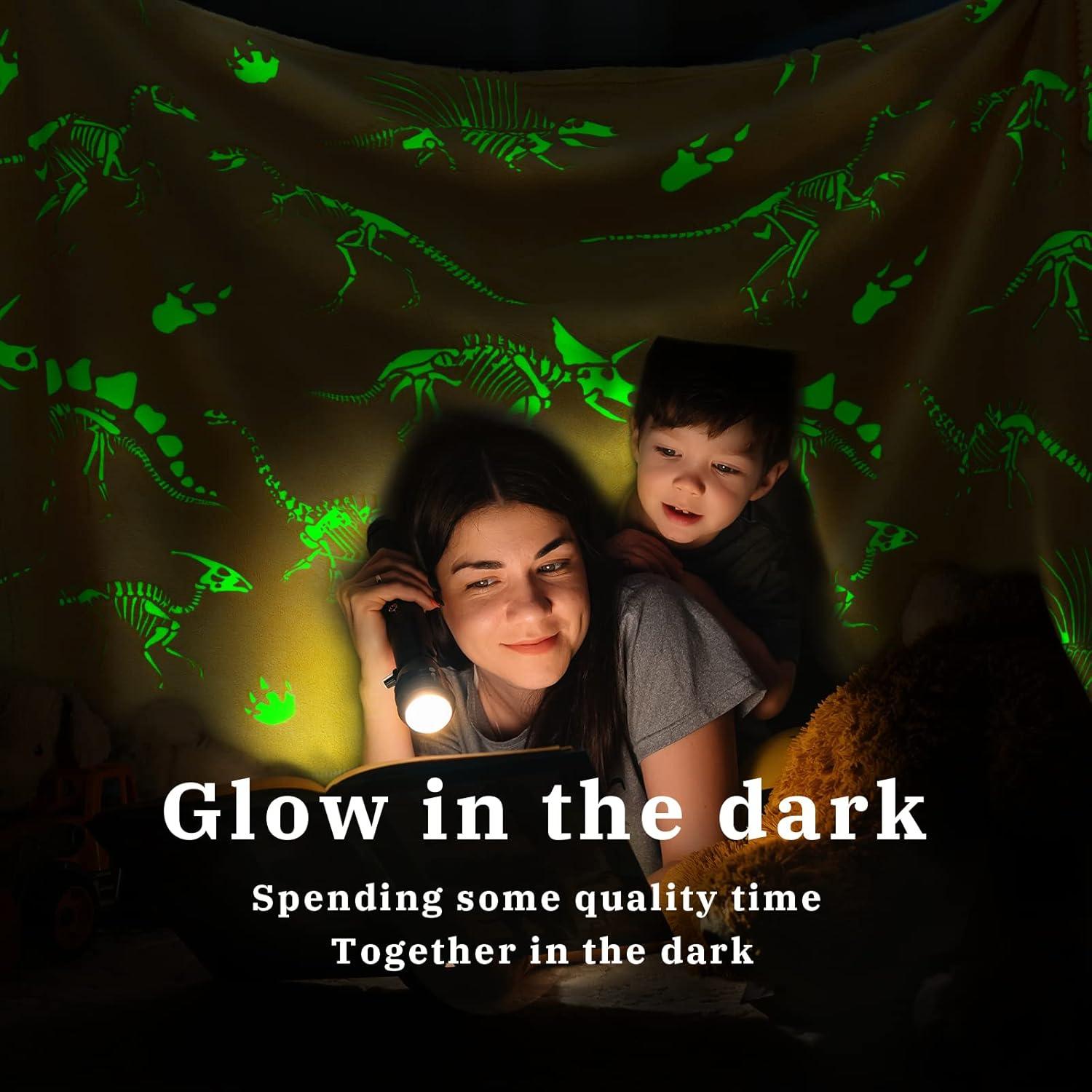 Manta de Dinosaurio Gitrat 150x200 cm Brilla en la Oscuridad