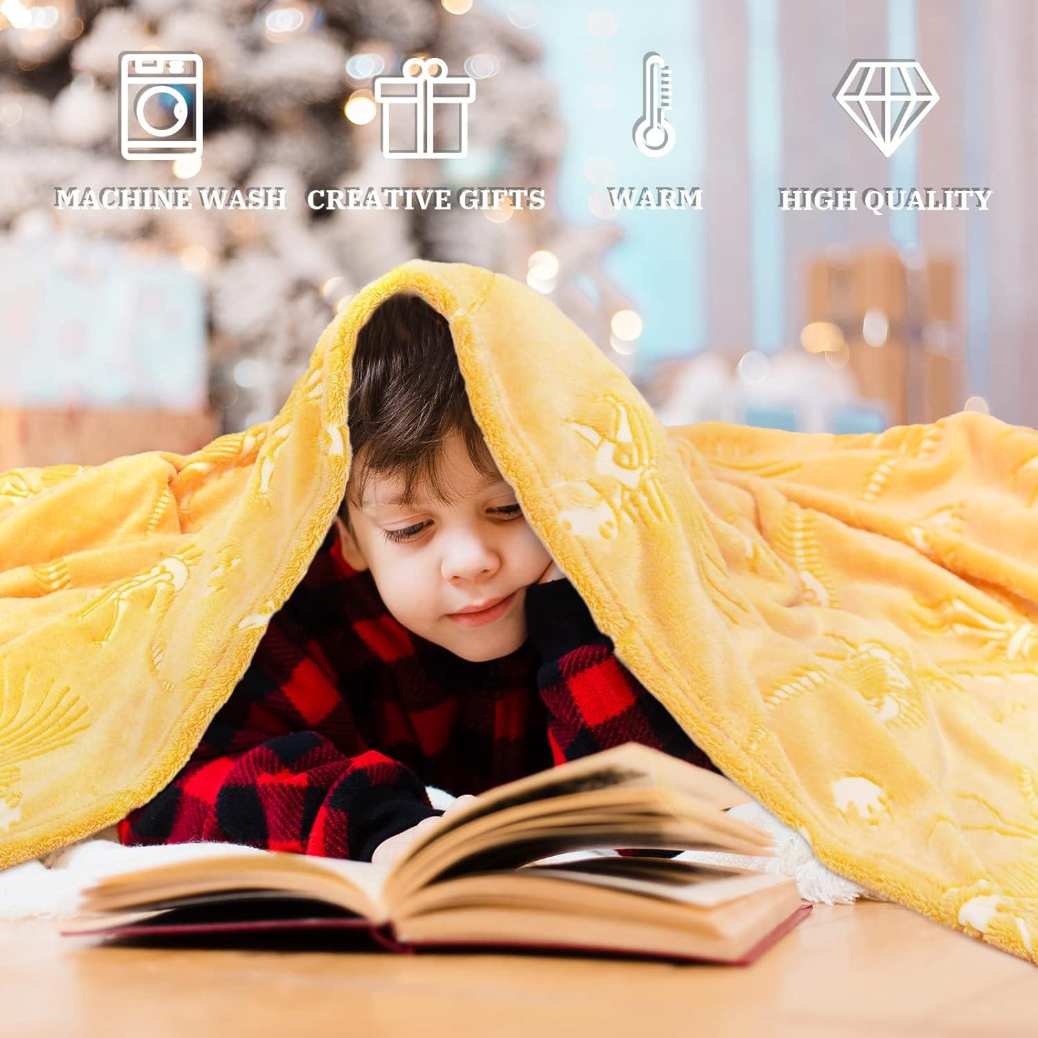 Manta de Dinosaurio Gitrat 150x200 cm Brilla en la Oscuridad