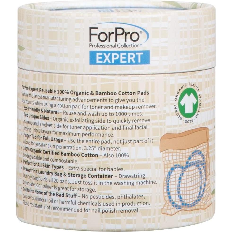 Almohadillas Desmaquillantes Reutilizables ForPro 20 Pzas Orgánicas