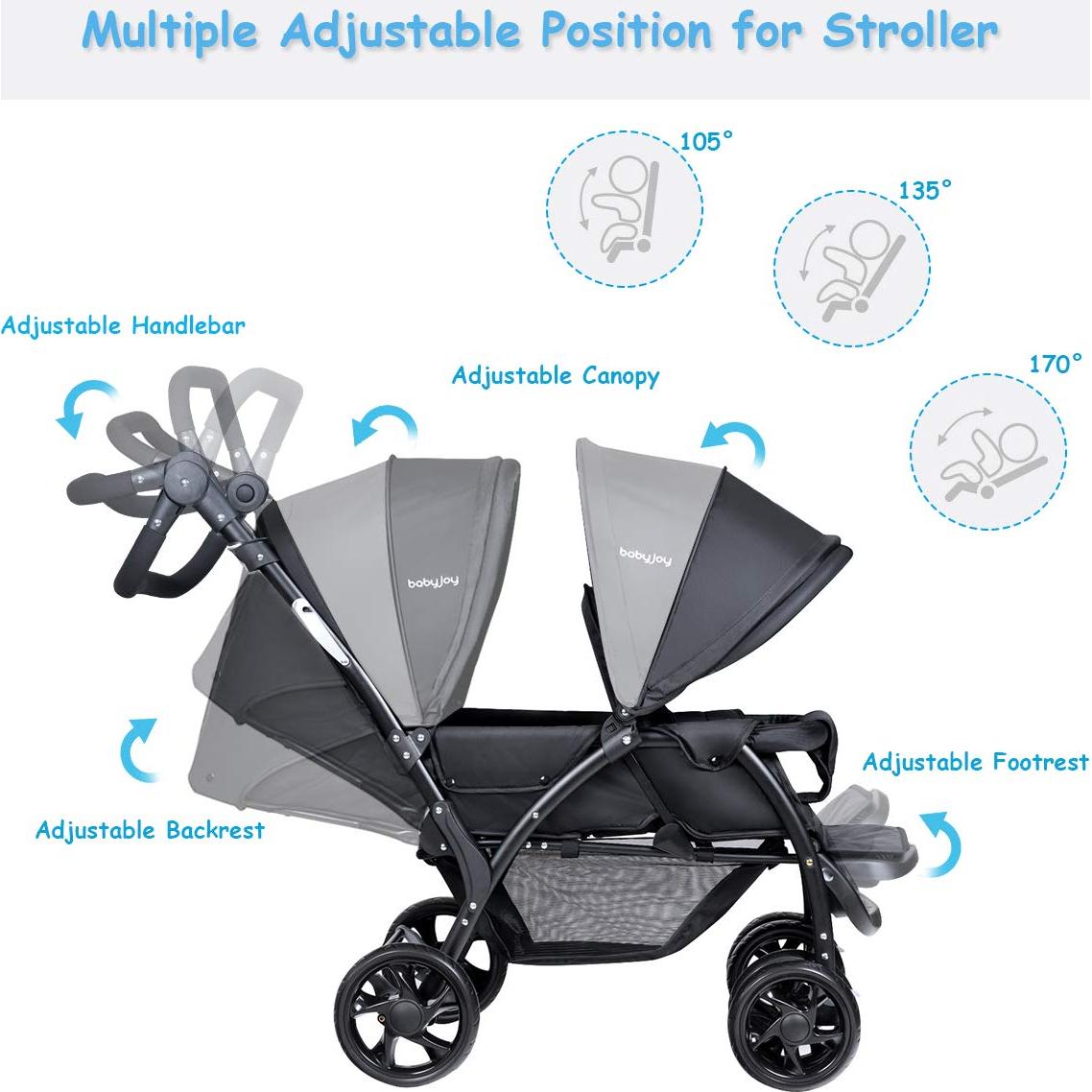 Cochecito Doble BABY JOY BB4943 Plegable para Gemelos