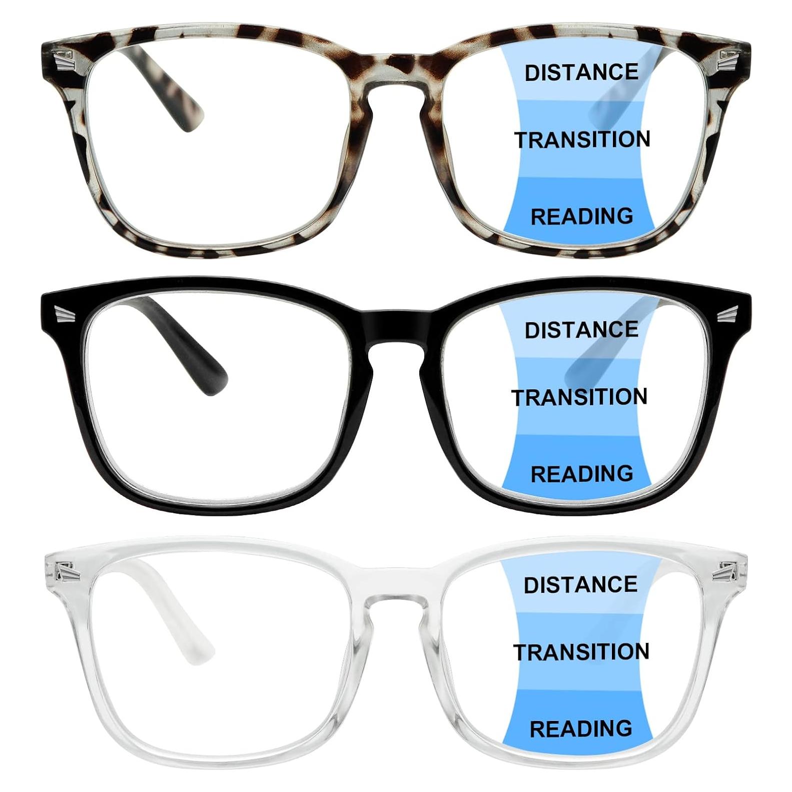 Paquete de 3 Gafas de Lectura Progresivas Anti Luz Azul 1.75