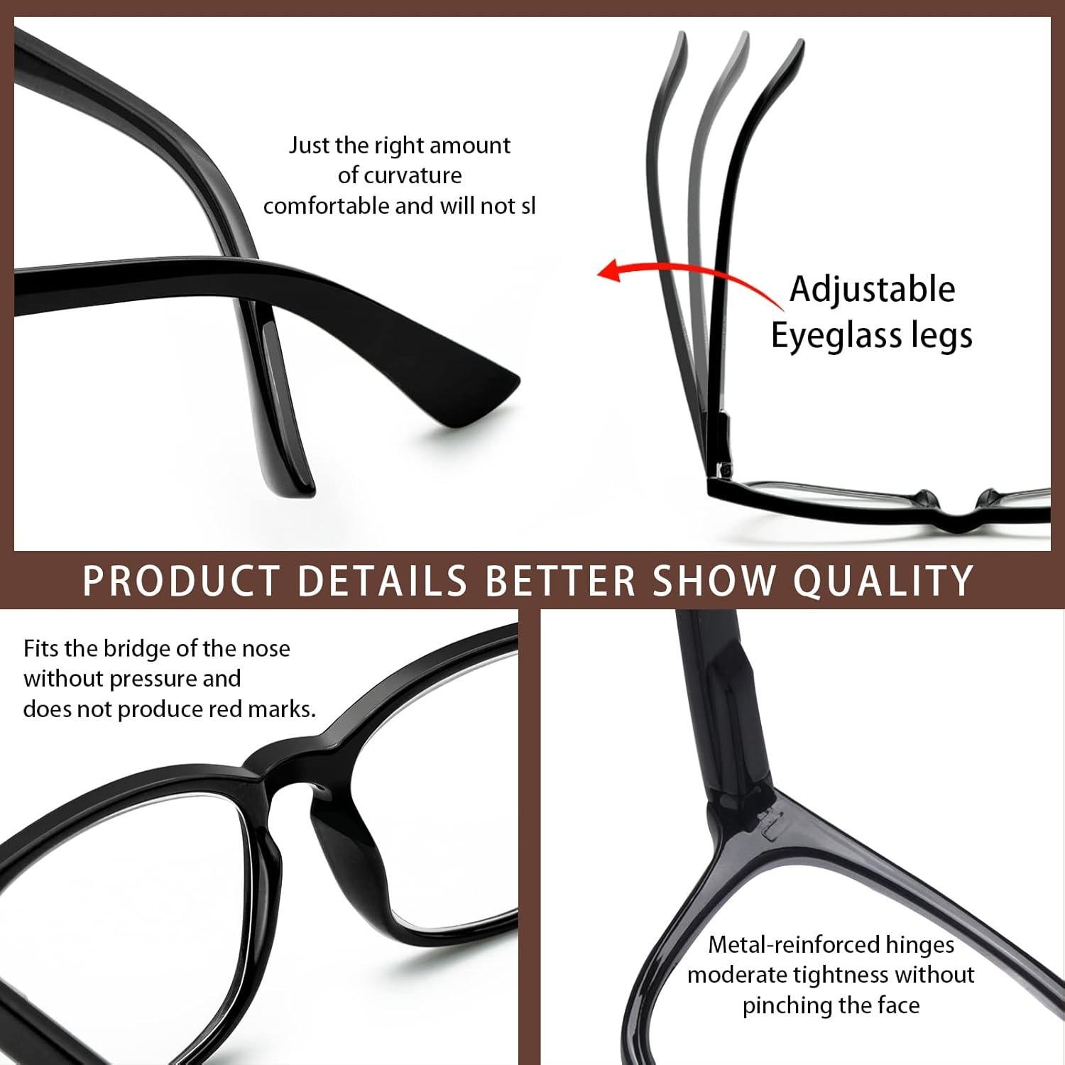 Paquete de 3 Gafas Progresivas Anti Luz Azul 2.25 Unisex