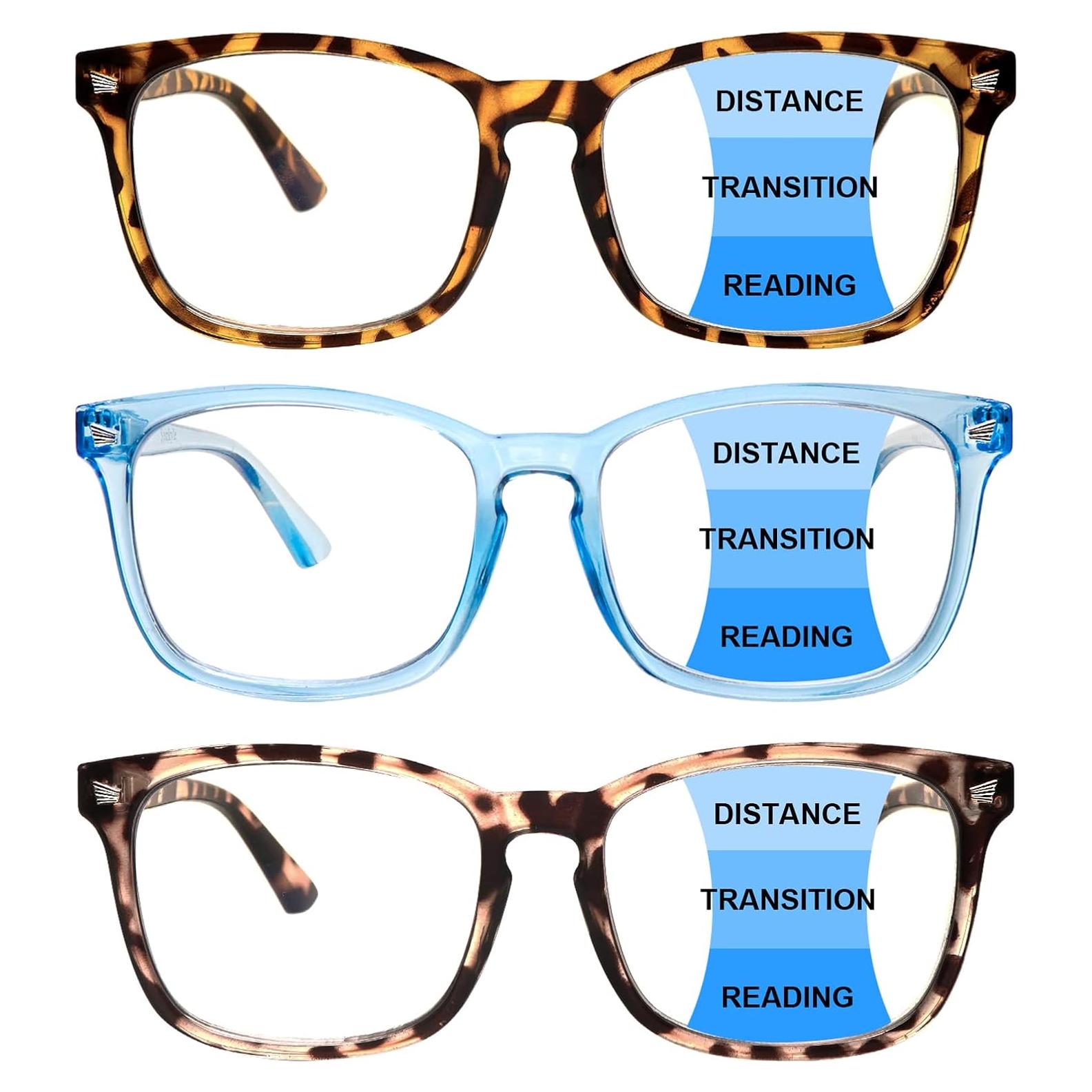 Paquete 3 Gafas Progresivas Multifocales Bloqueo Luz Azul