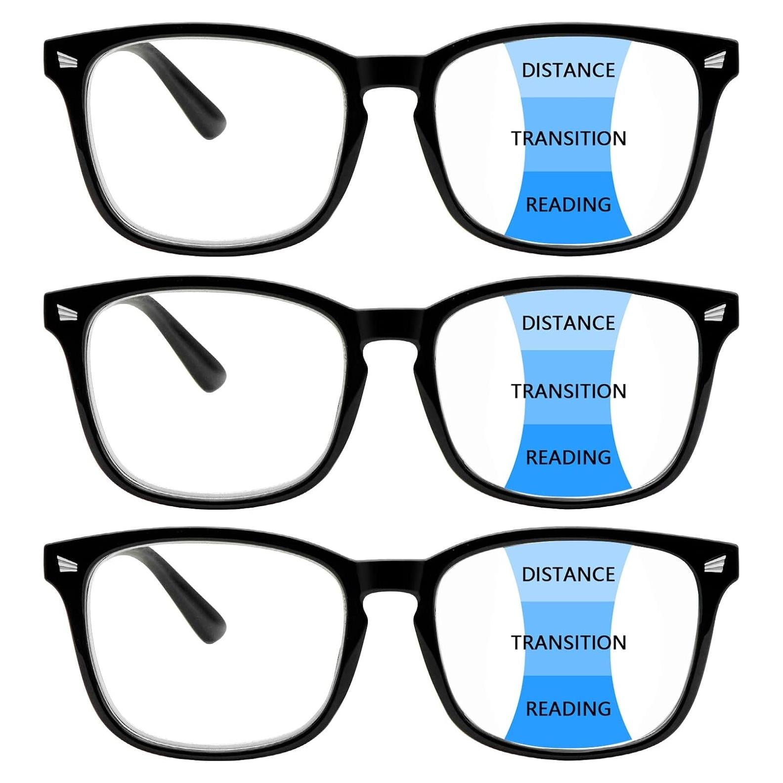 Paquete de 3 Gafas Progresivas Multifocales 1.5x Anti Luz Azul