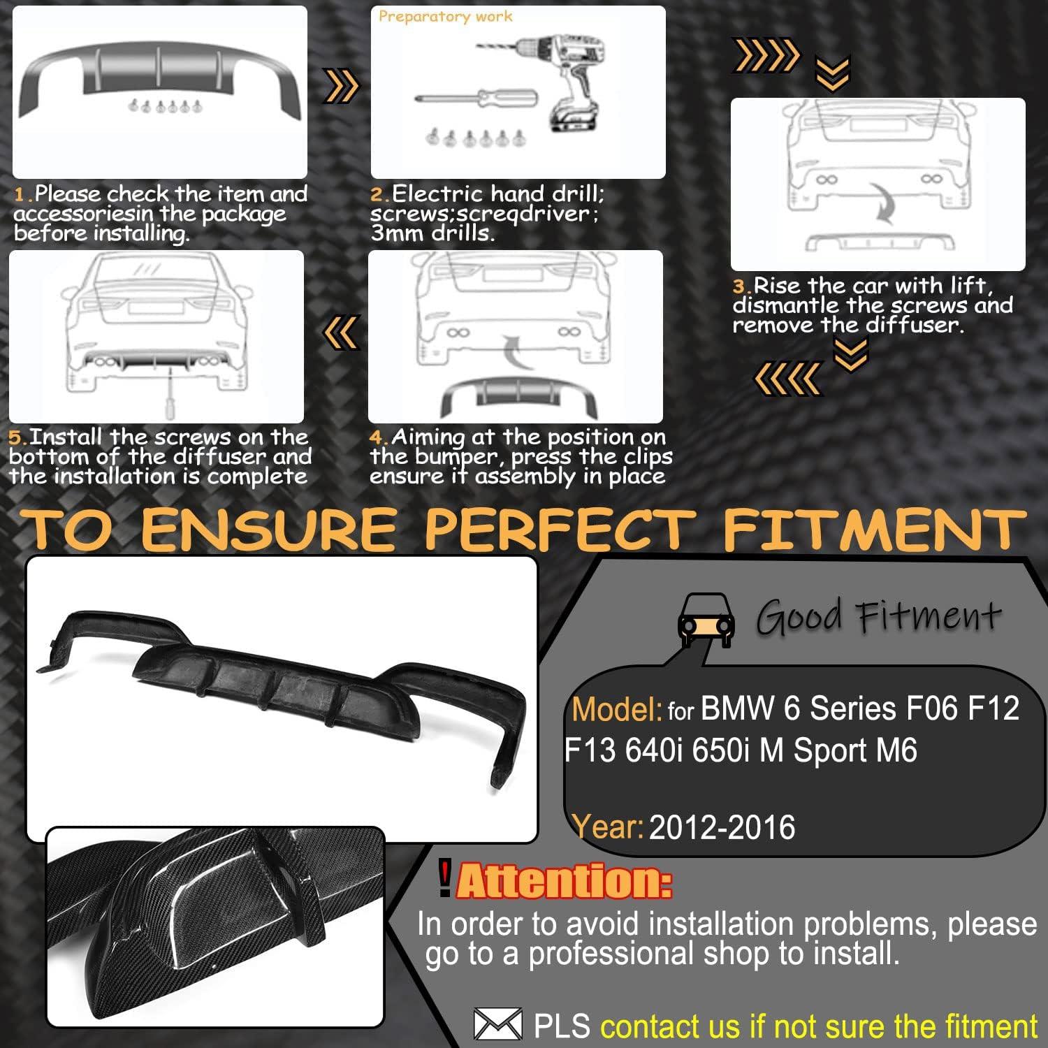 Difusor Trasero de Fibra de Carbono Kit MCARCAR para BMW Serie 6 2013-2018