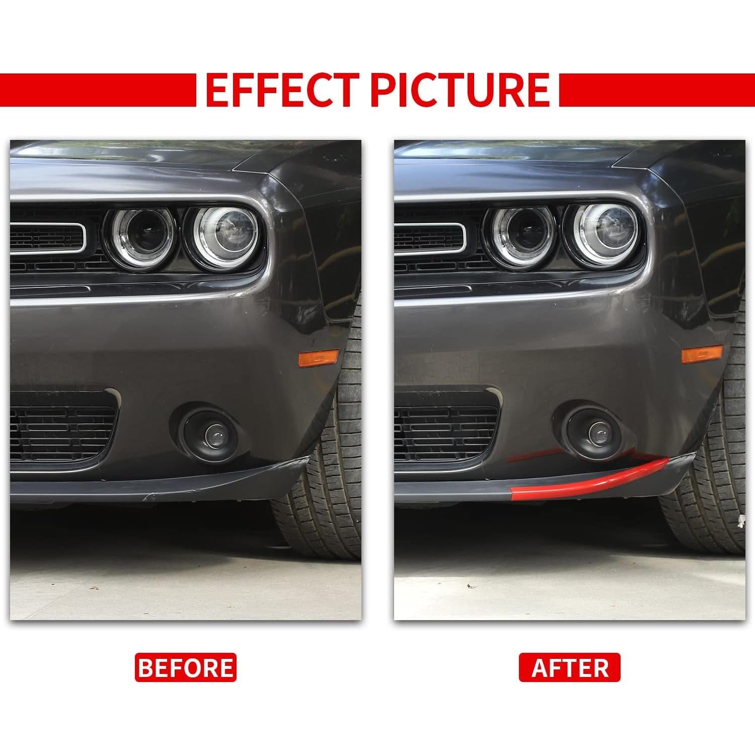 Divisor Labio Frontal Voodonala para Dodge Challenger SXT 2015-2023 Rojo