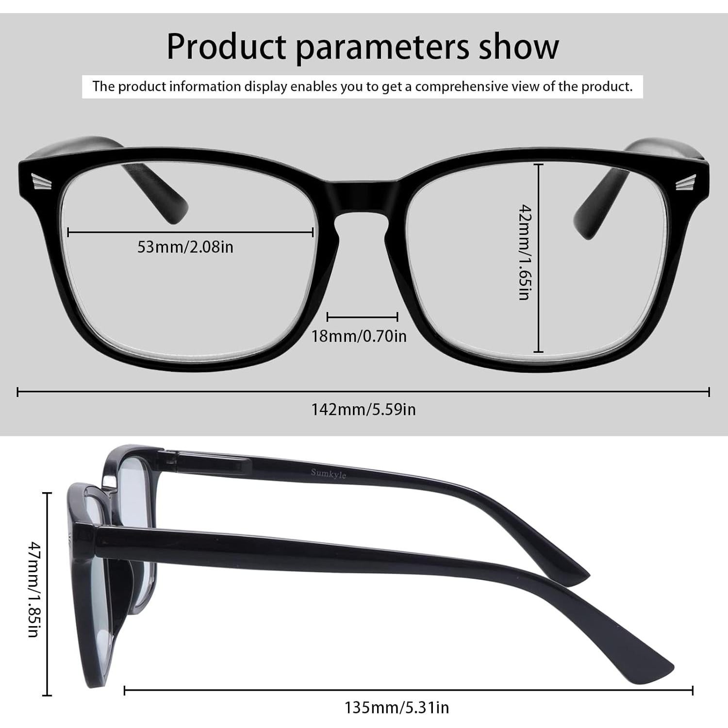 Paquete de 3 Gafas de Lectura Progresivas Anti Luz Azul 2.75