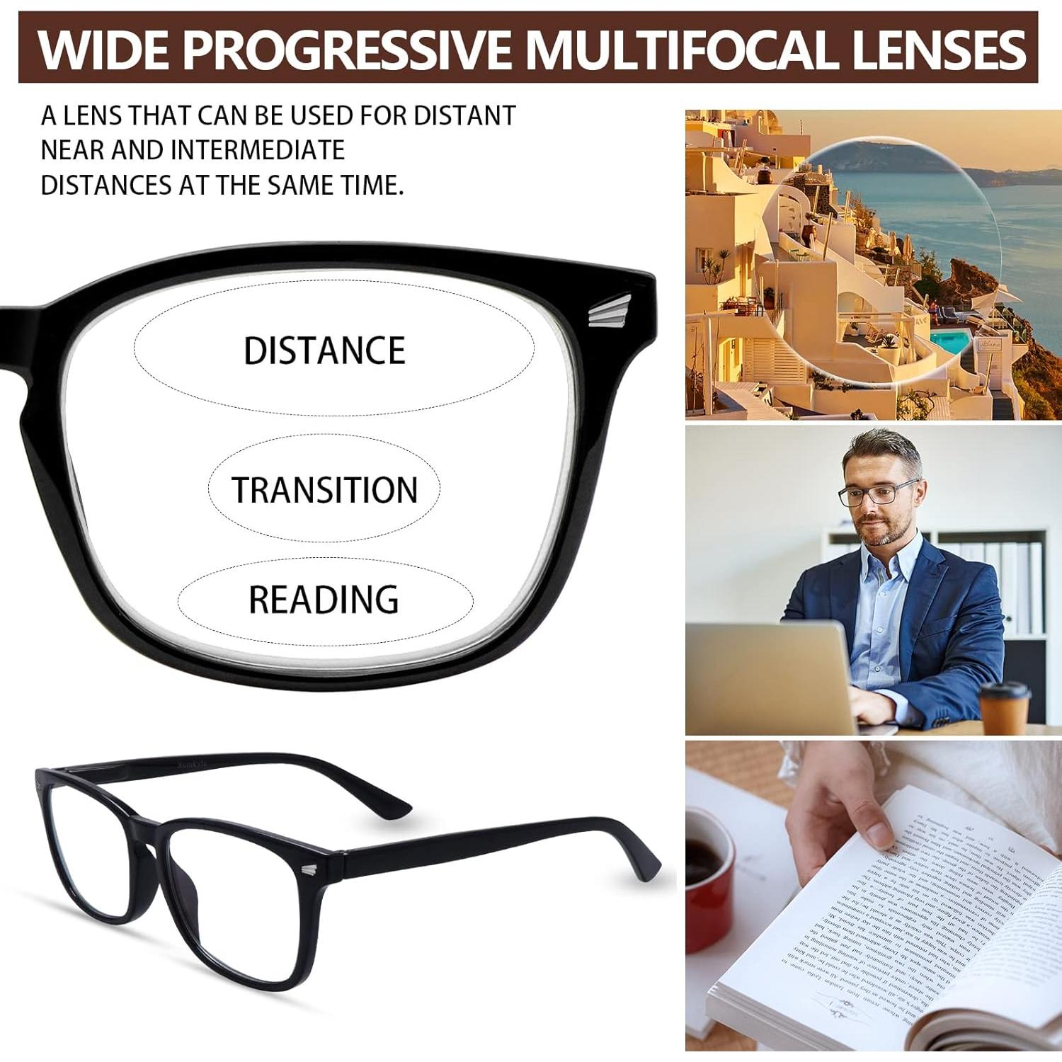 Paquete de 3 Gafas de Lectura Progresivas Anti Luz Azul 2.75